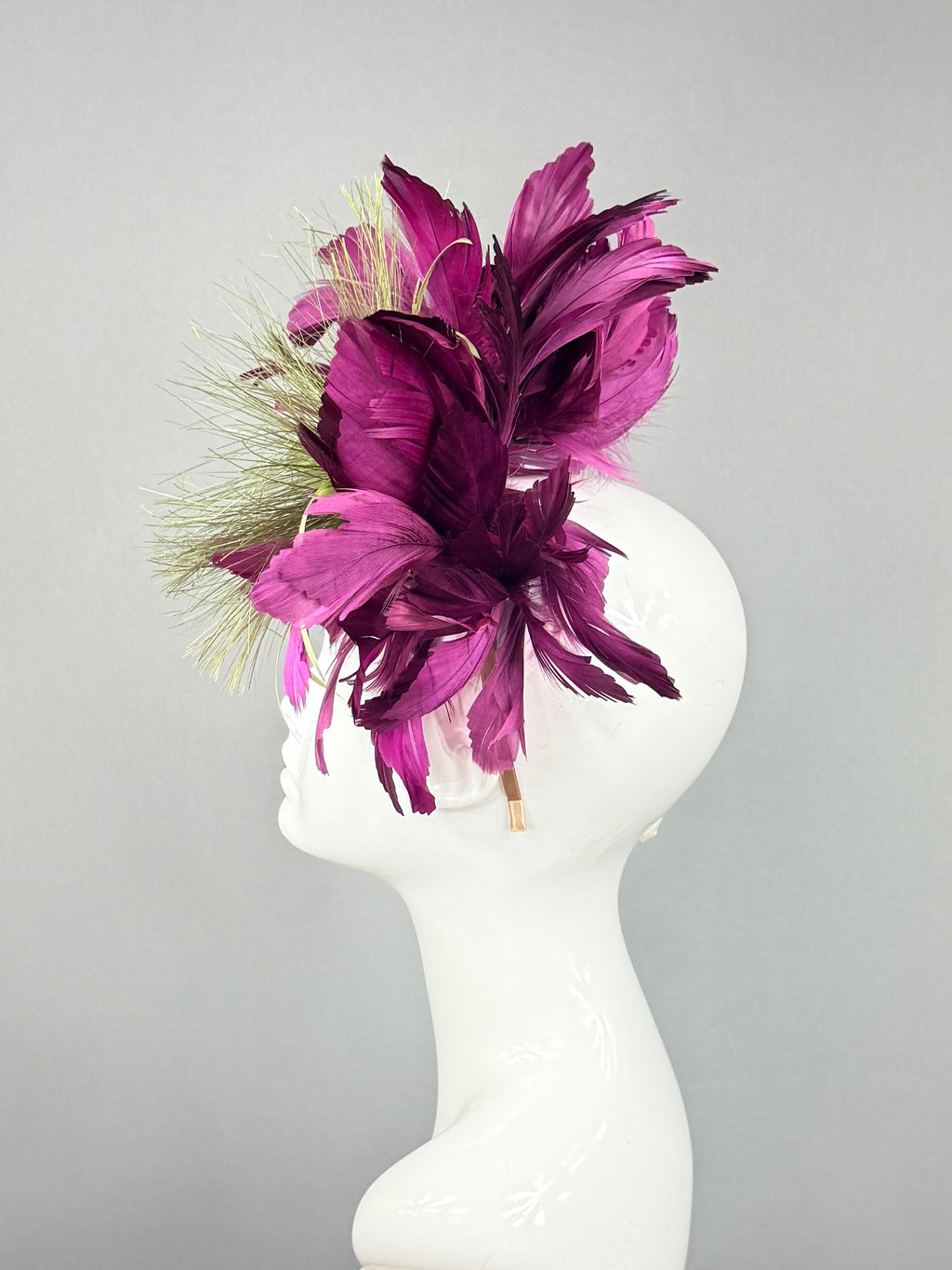 Kentucky Derby Fascinator Hat | Purple plum and olive green Headband Hat | Derbyologie