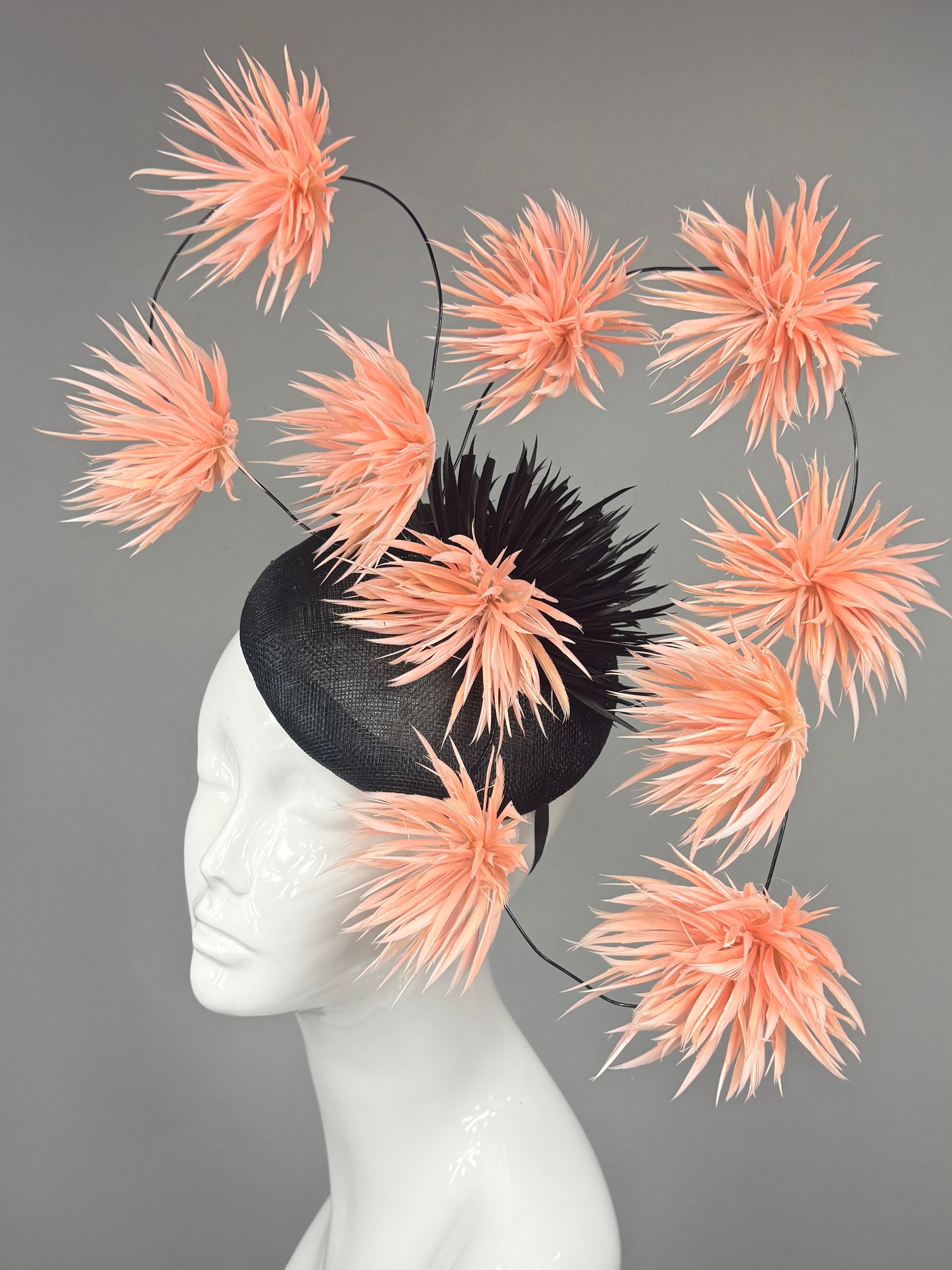 Kentucky Derby Fascinator Hat | Black and light pink Headband Hat | Derbyologie