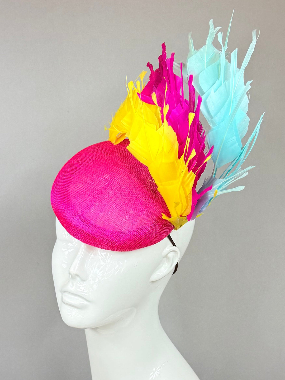 Pink, Yellow, Blue Derby Fascinator, Kentucky Derby Hat Alternative, Kentucky derby hat (GOLD LINE)