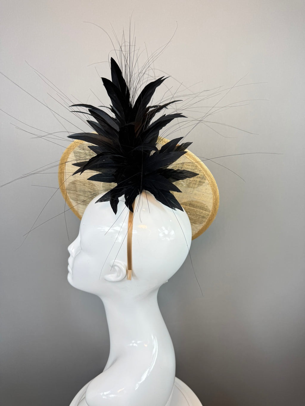 Kentucky Derby Fascinator Hat | Beige and Black Polka Dotted Headpiece | Derbyologie