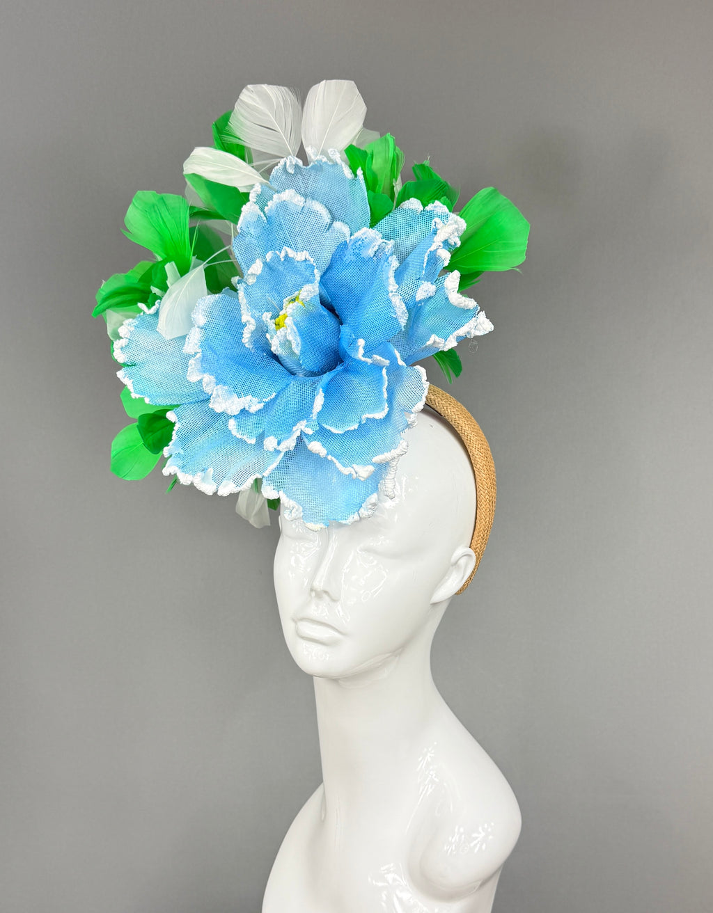 Kentucky Derby Fascinator Hat | Blue, green, and white  Headband Hat | Derbyologie