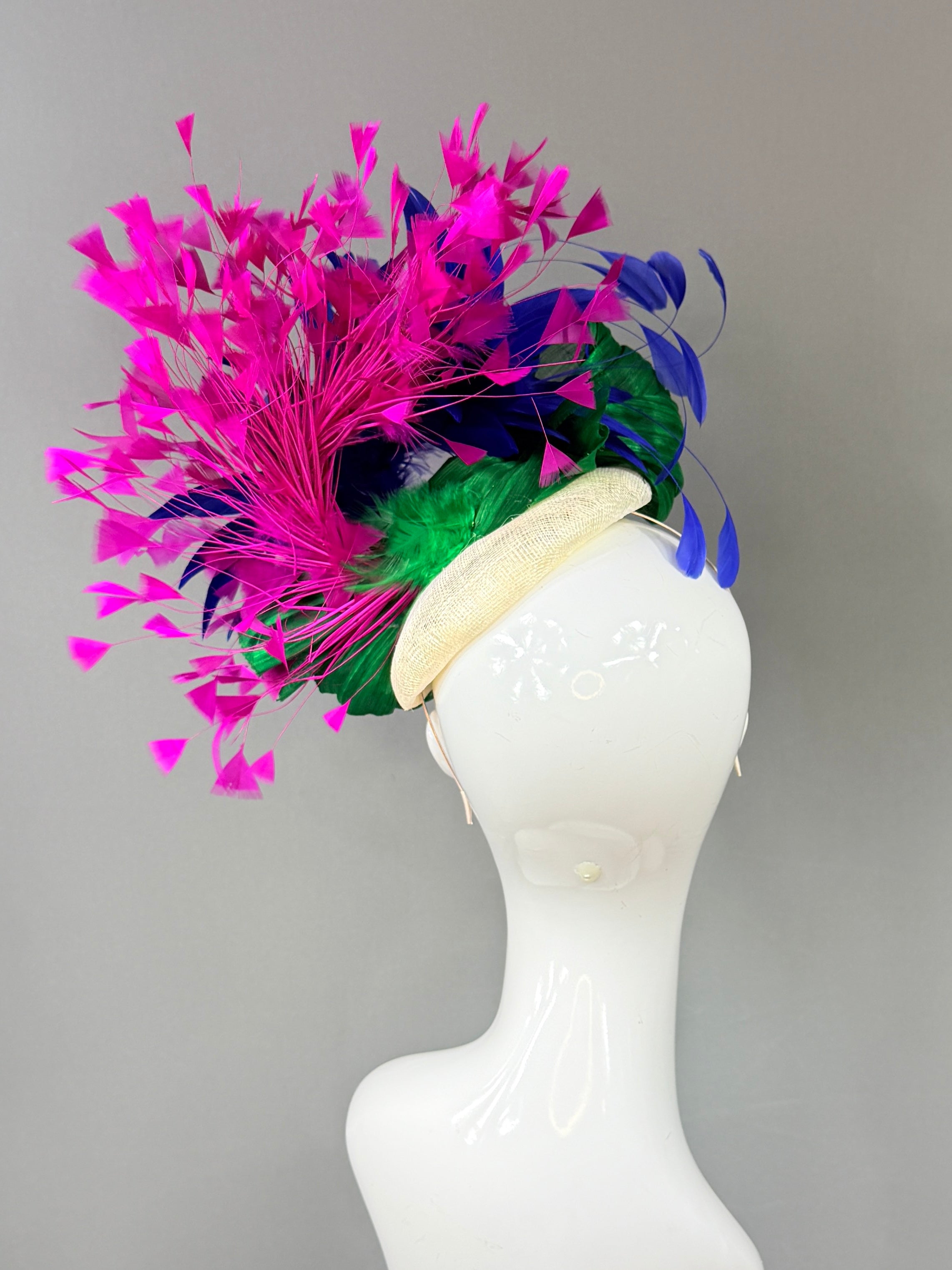 Kentucky Derby Fascinator Hat | fuchsia, blue, and green Headband Hat | Derbyologie