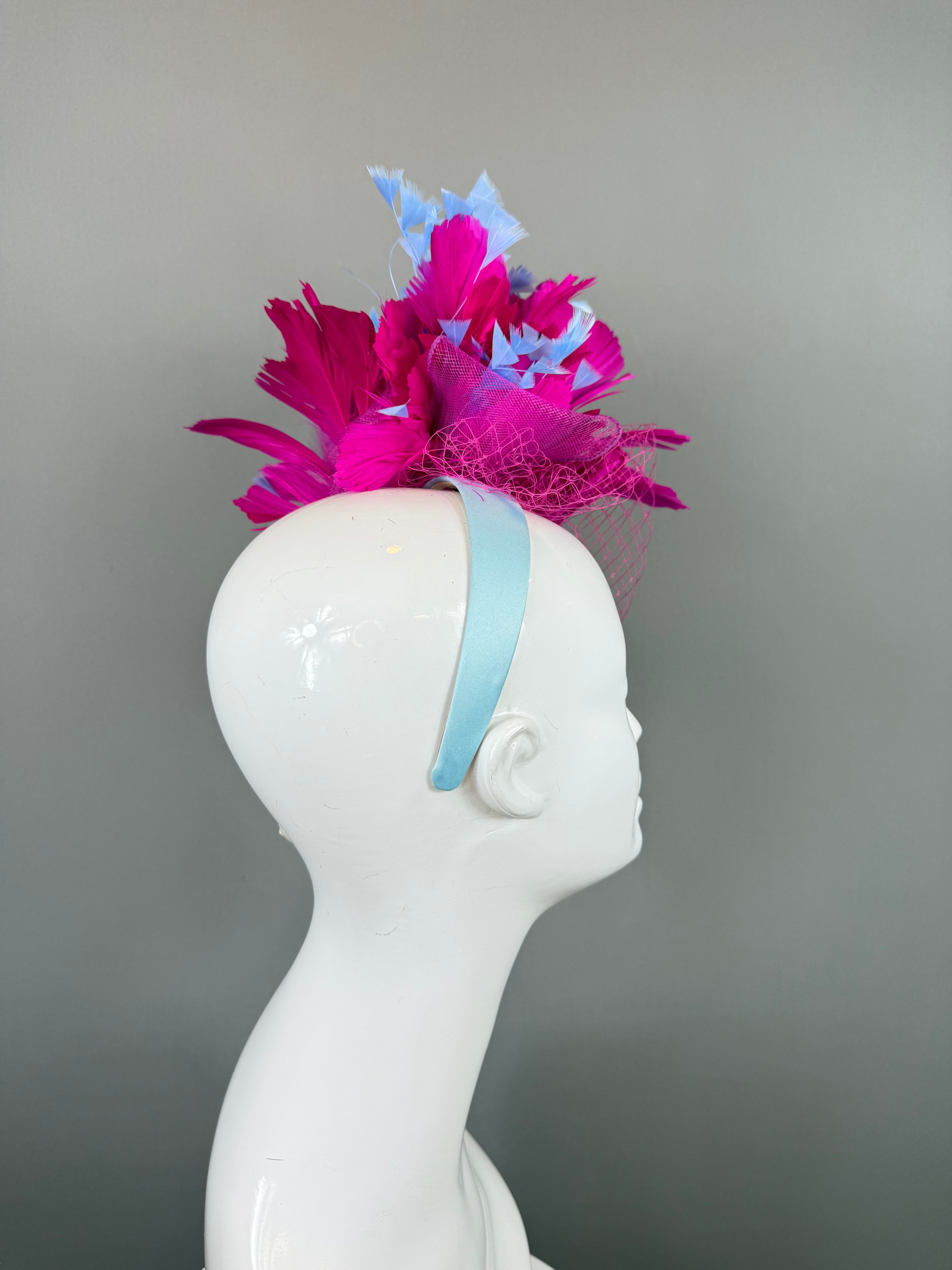 Pink and Blue Derby Fascinator, Kentucky Derby Hat Alternative, Kentucky derby hat (GOLD LINE)
