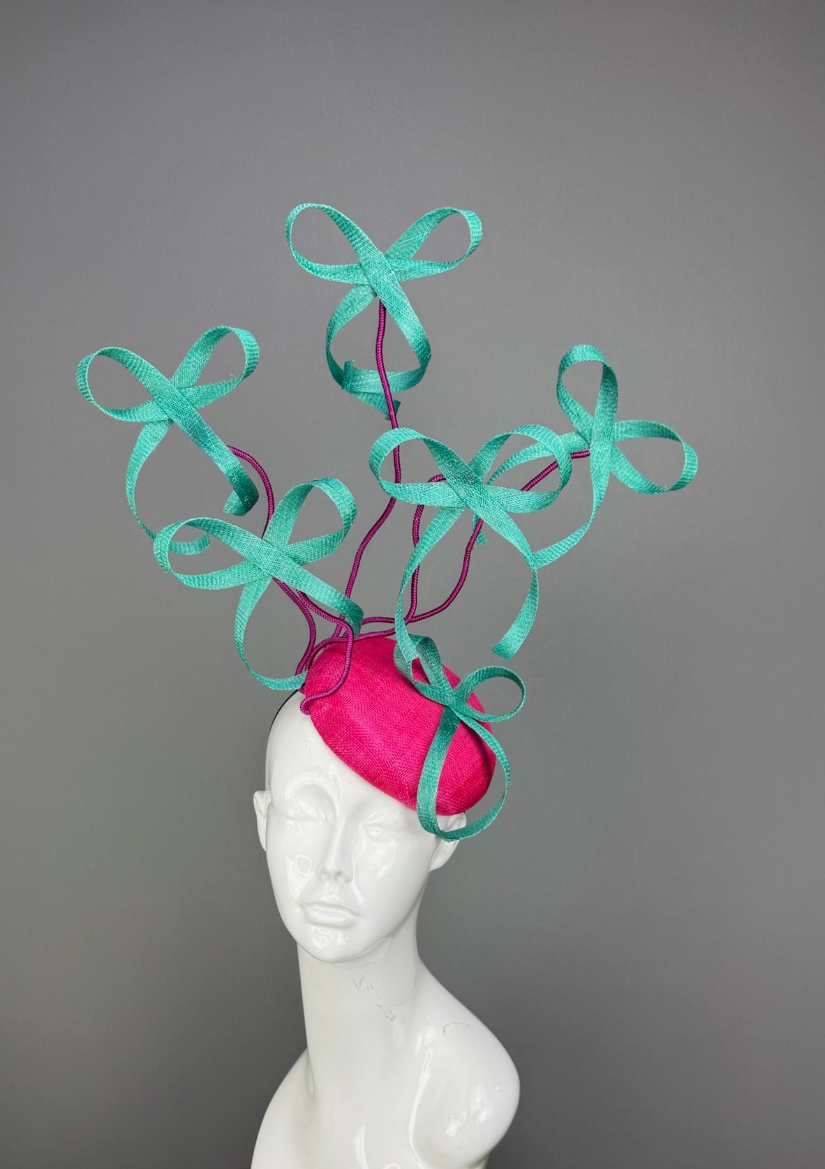 Pink and Turqoise Kentucky Derby fascinator, Derby Hat Alternative (PLATINUM LINE)