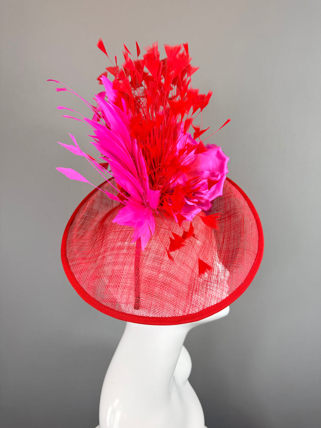 Kentucky Derby Fascinator Hat | Red and Pink Headpiece | Derbyologie