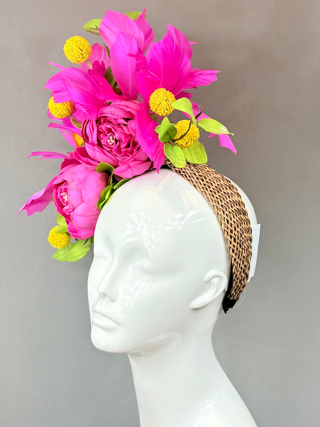 Kentucky Derby Fascinator Hat | Pink, Green, and Yellow Flower Hat | Derbyologie