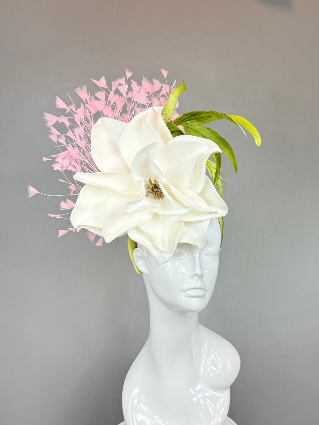 Kentucky Derby Fascinator Hat | White and Pink Flower Hat | Derbyologie