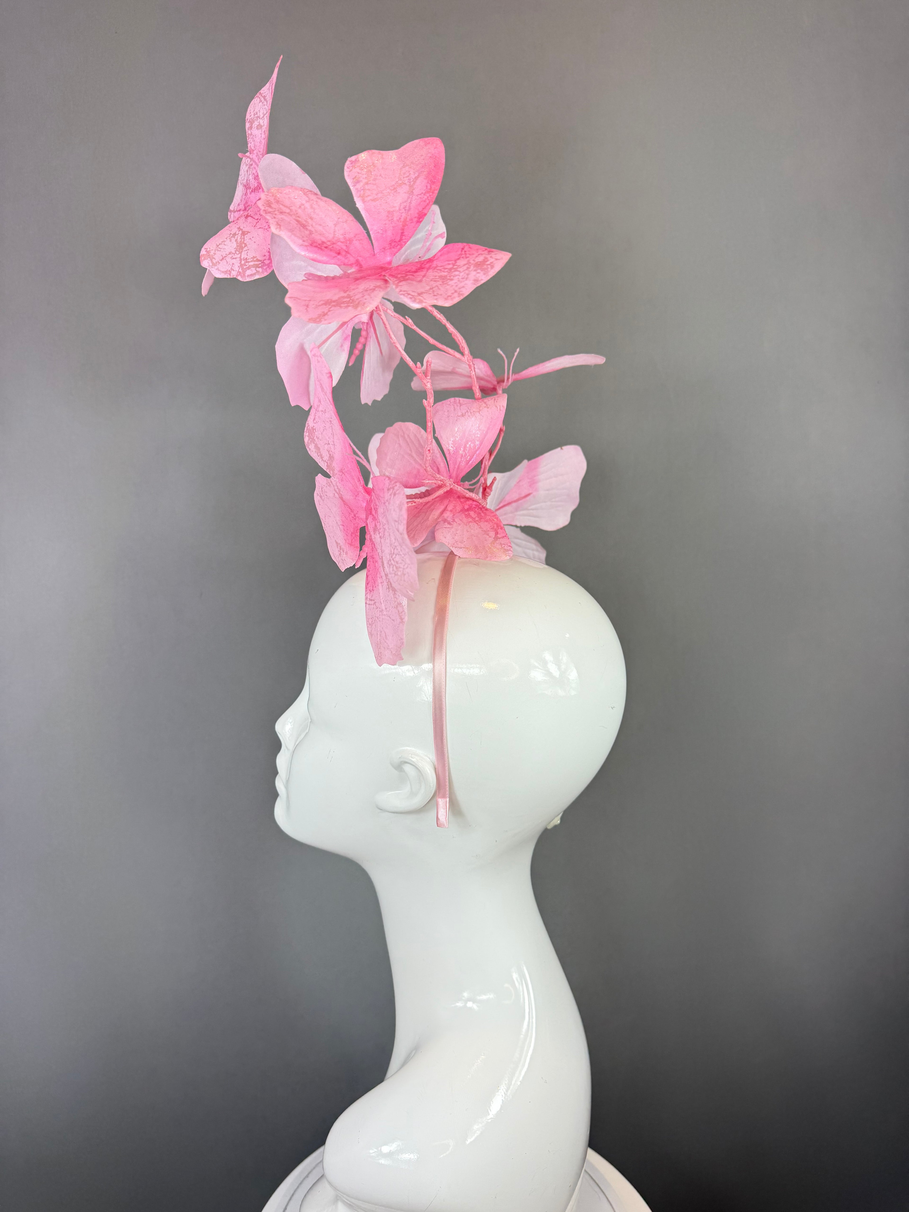 Kentucky Derby Fascinator Hat | Pink Butterfly Headpiece | Derbyologie