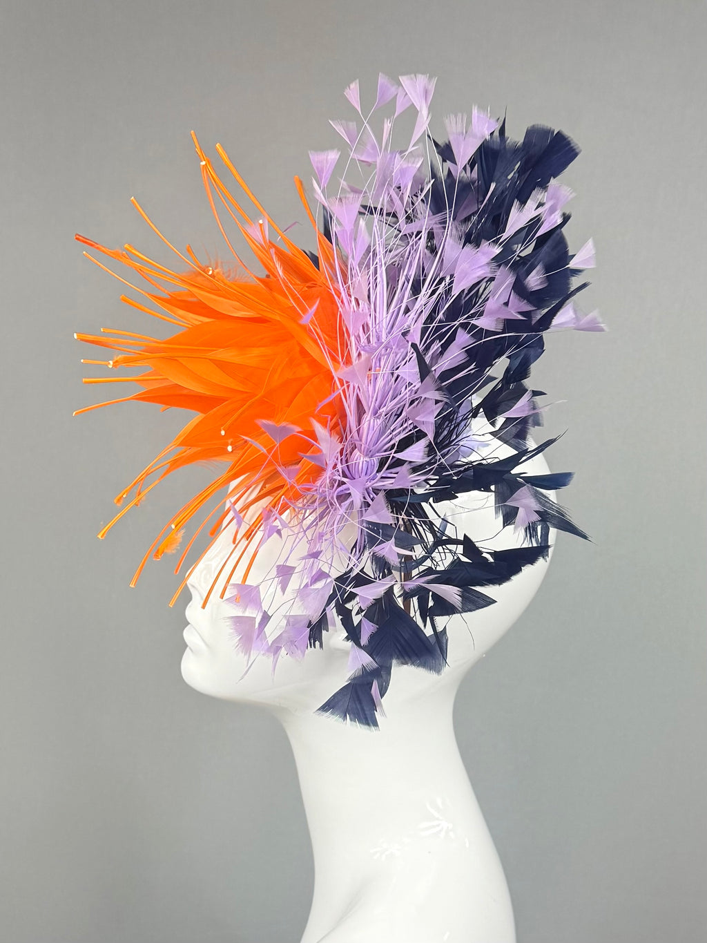 Kentucky Derby Fascinator Hat | Orange, purple, and navy Headband Hat | Derbyologie
