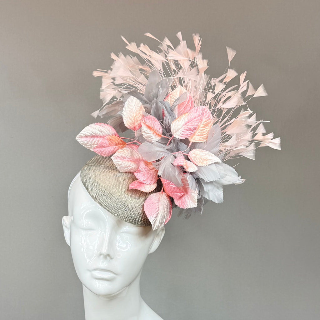 Kentucky Derby Fascinator Hat | Pink, White, and Beige Flower Hat | Derbyologie