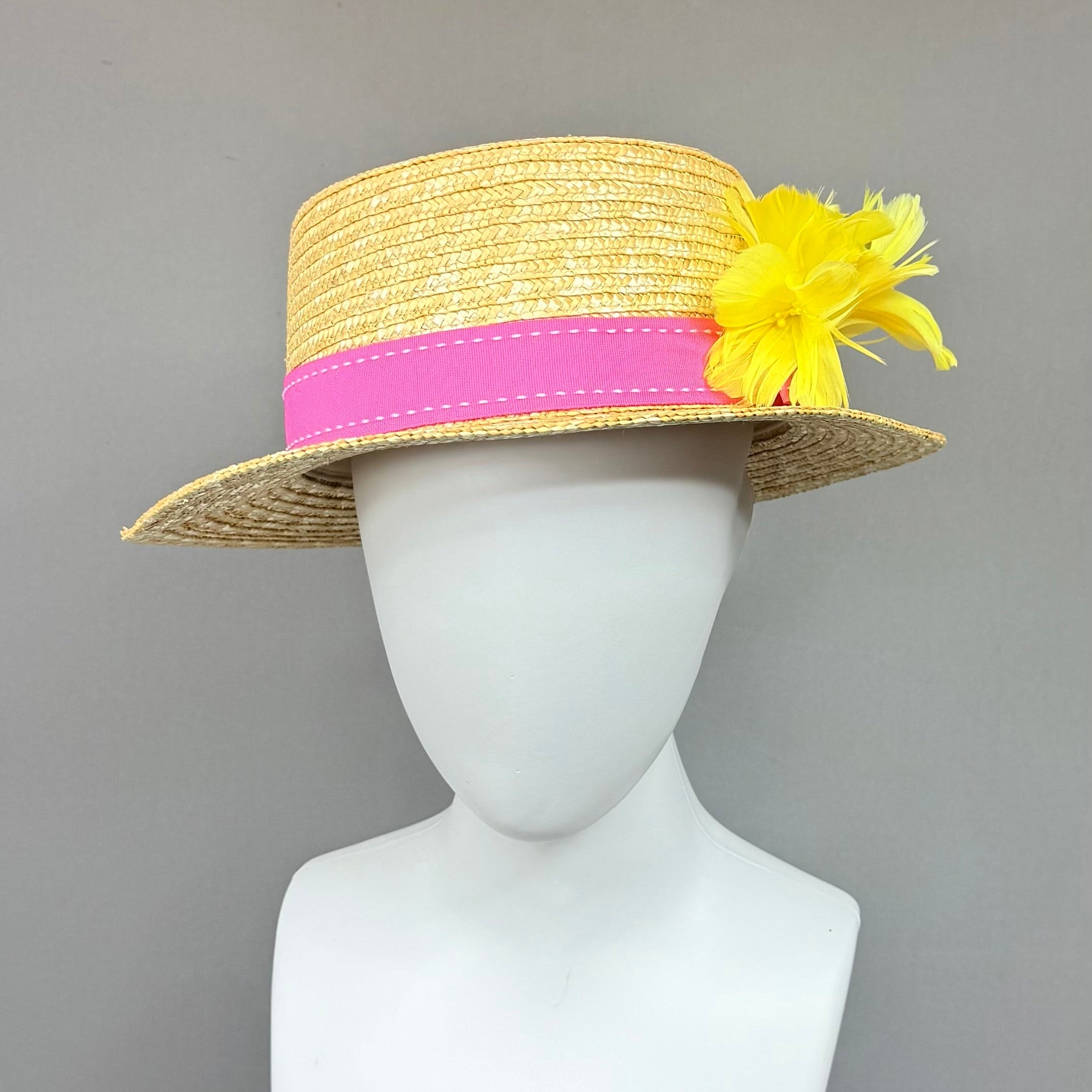 Kentucky Derby Men’s Hat | Pink and Yellow Boater Hat| Derbyologie