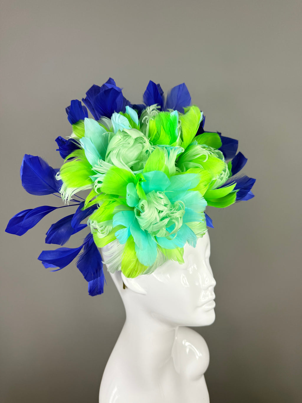 Kentucky Derby Fascinator Hat | Blue, Green and Turquoise Feather Headpiece | Derbyologie