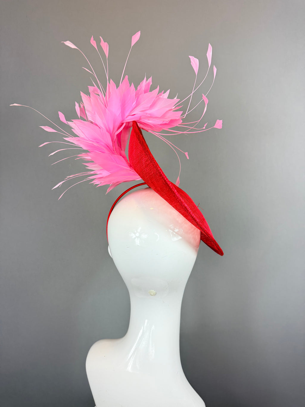 Kentucky Derby Fascinator Hat | Red and Pink Headpiece | Derbyologie