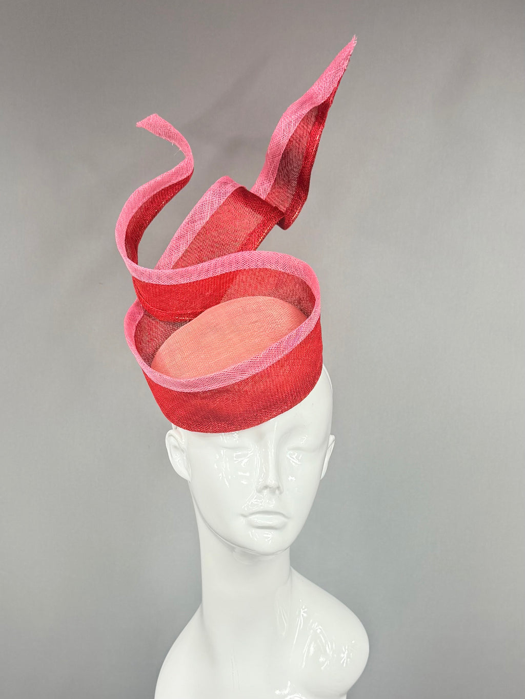Kentucky Derby Fascinator Hat | Red and pink sinamay Fascinator Hat | Derbyologie