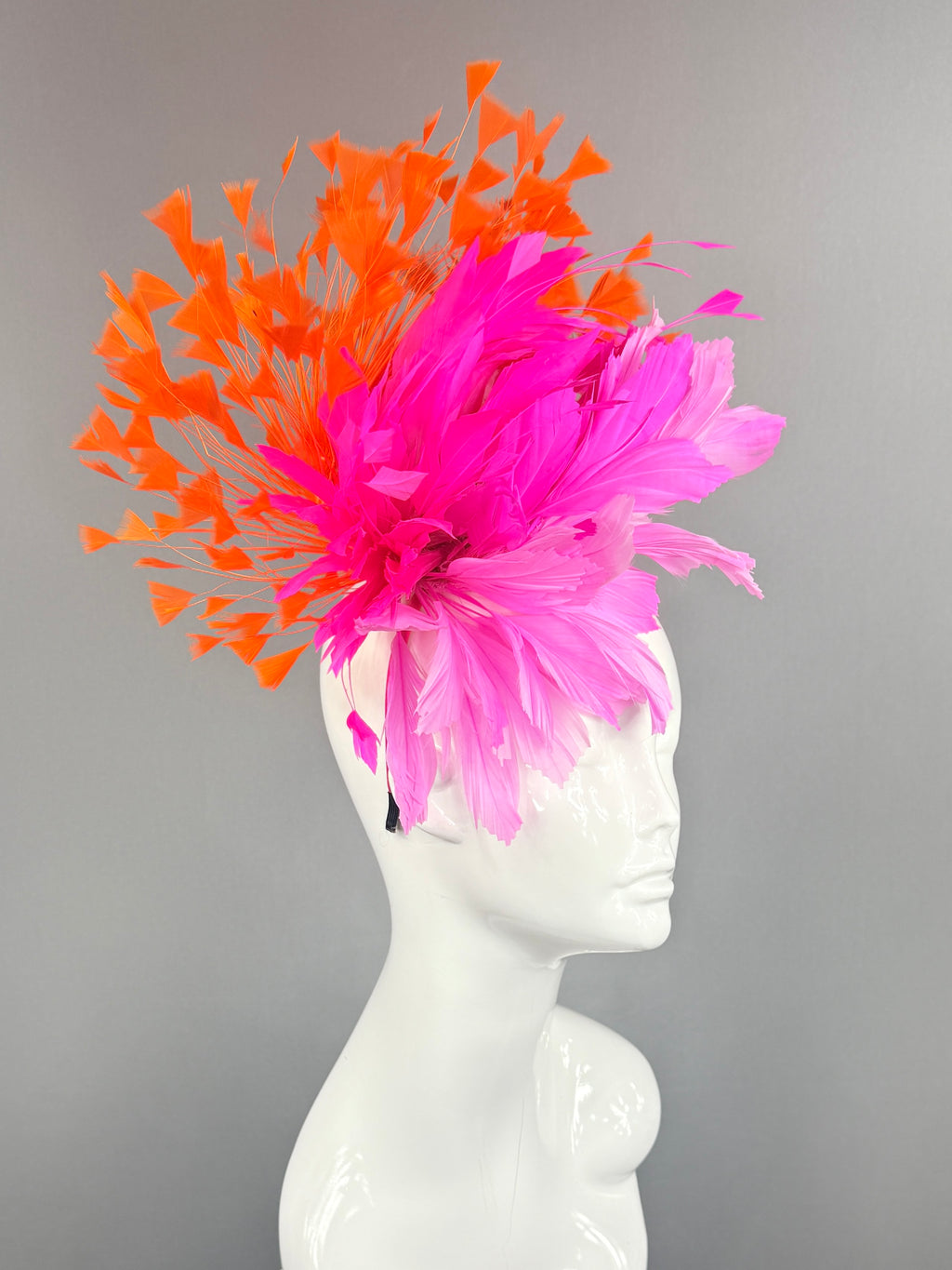 Hot Pink and Orange Kentucky Derby fascinator, Derby Hat Alternative
