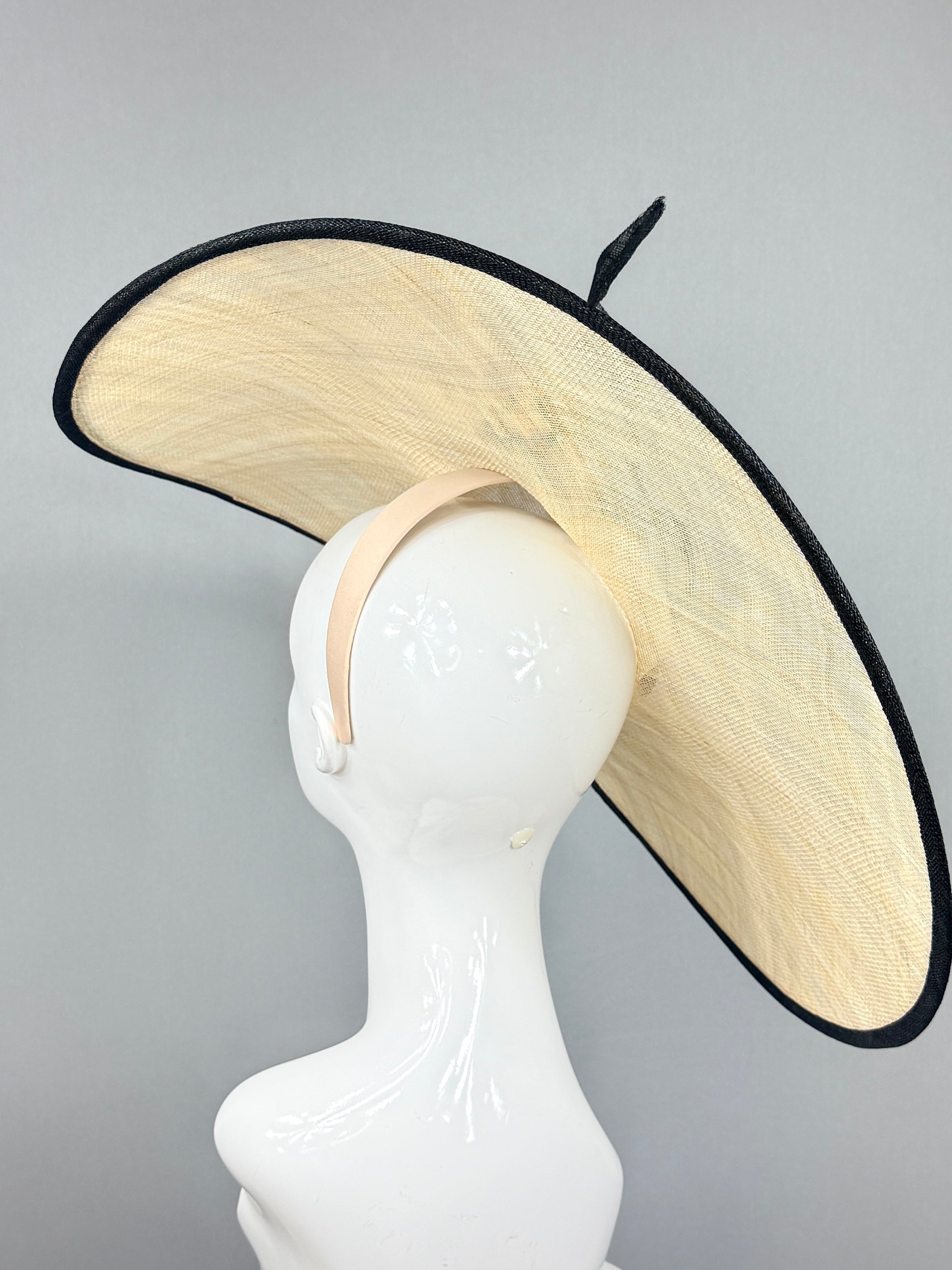 Kentucky Derby Fascinator Hat | Beige and Black Hatinator Headband Hat | Derbyologie