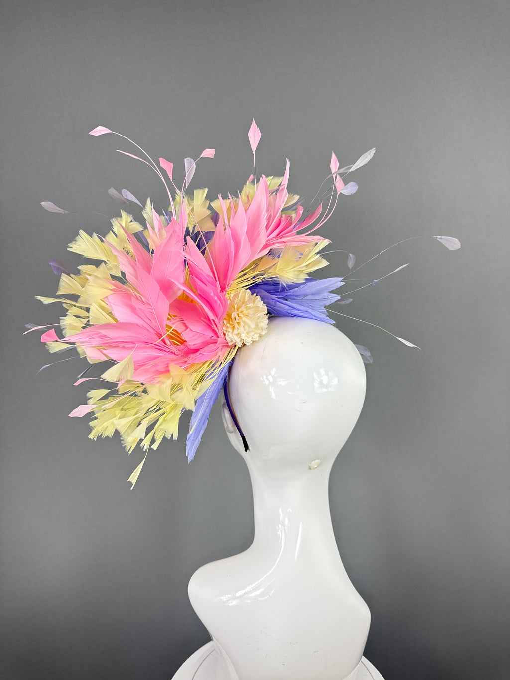 Kentucky Derby Fascinator Hat |Yellow, Pink, Purple and Turquoise Headpiece | Derbyologie