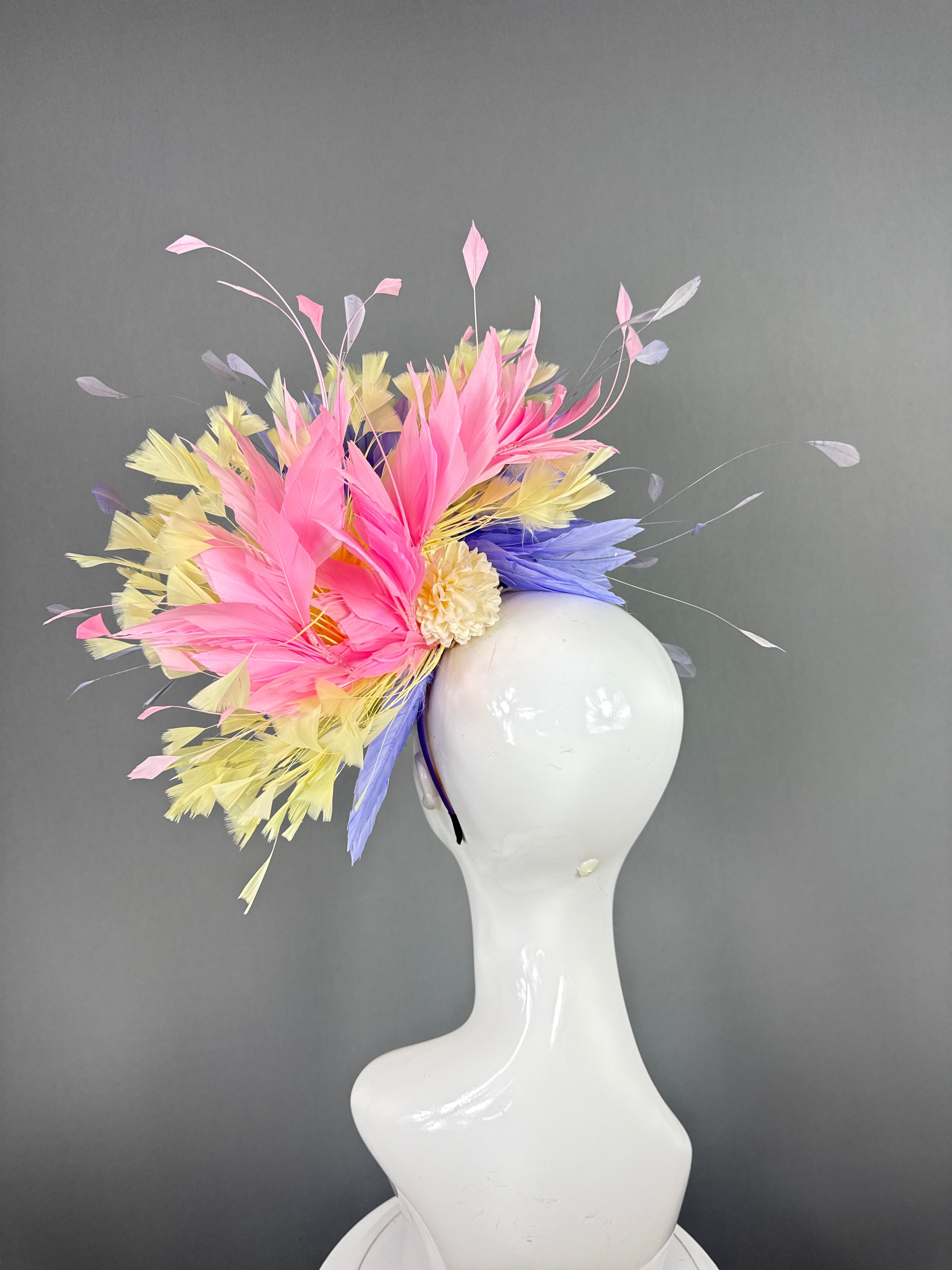 Kentucky Derby Fascinator Hat |Yellow, Pink, Purple and Turquoise Headpiece | Derbyologie