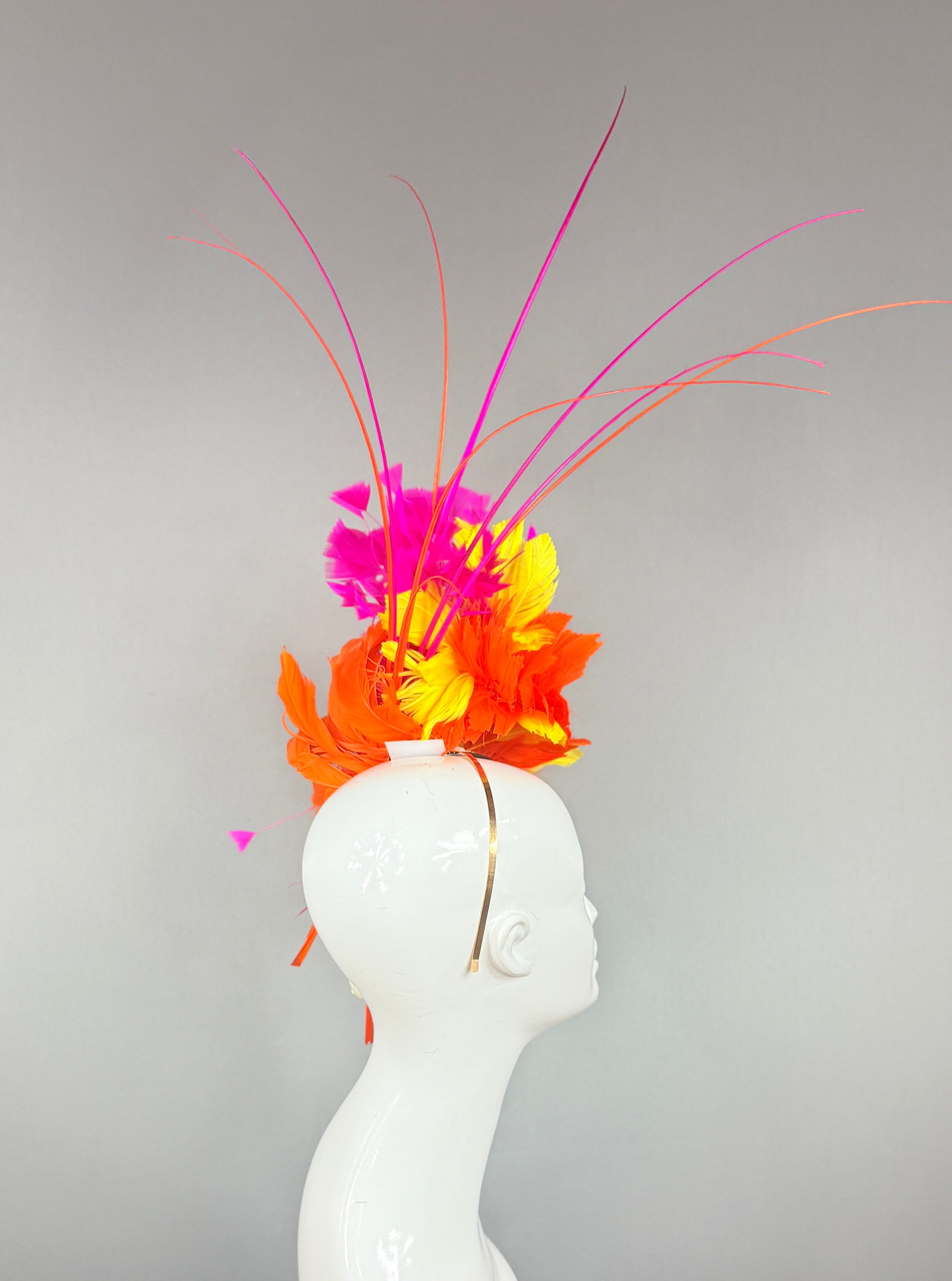 Kentucky Derby Hat | Hot Pink and Orange Kentucky Derby fascinator | Derbyologie
