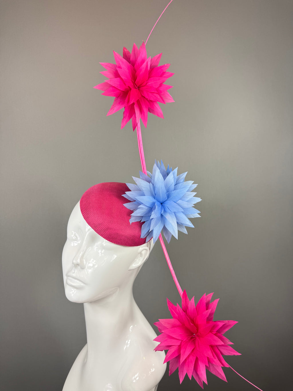 Kentucky Derby Fascinator Hat | Pink, and Blue Flower Hat | Derbyologie