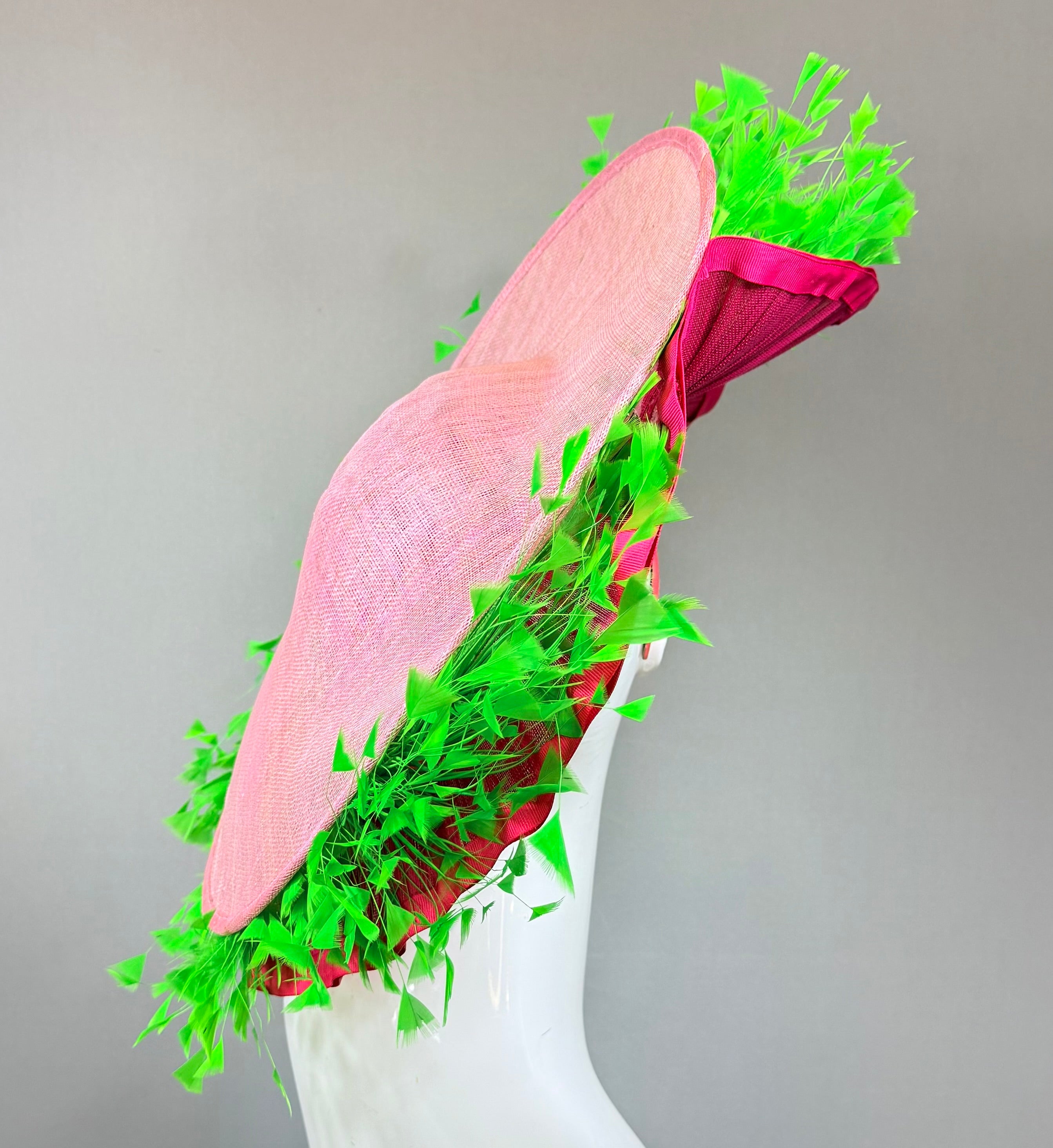 Light pink and green Derby Fascinator, Kentucky Derby Hat Alternative, Kentucky derby hat, (PLATINUM LINE)