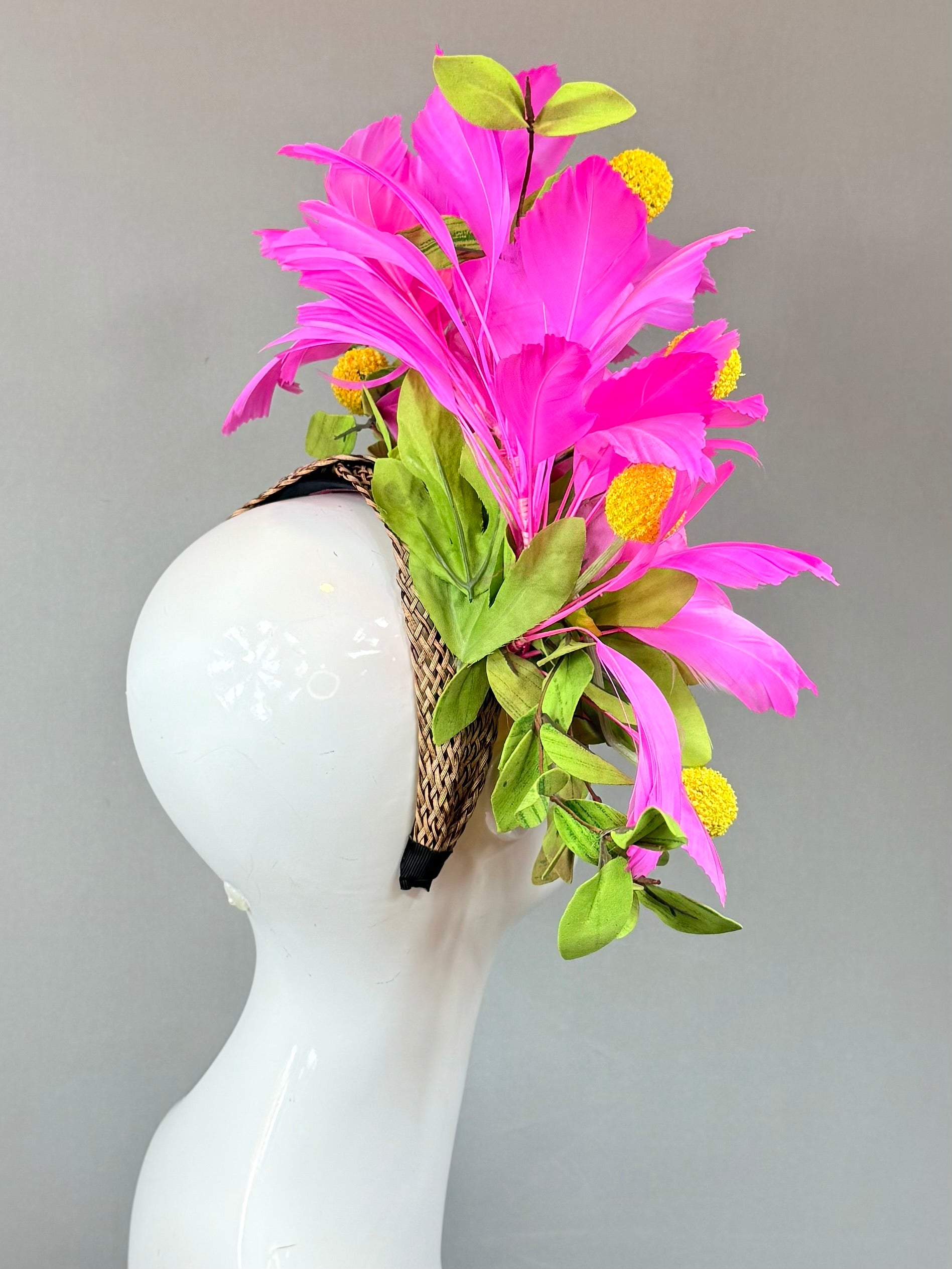 Kentucky Derby Fascinator Hat | Pink, Green, and Yellow Flower Hat | Derbyologie