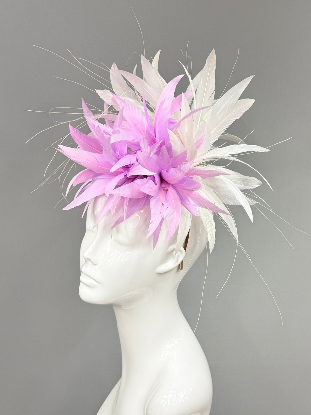 Kentucky Derby Fascinator Hat | White and light purple Headband Hat | Derbyologie