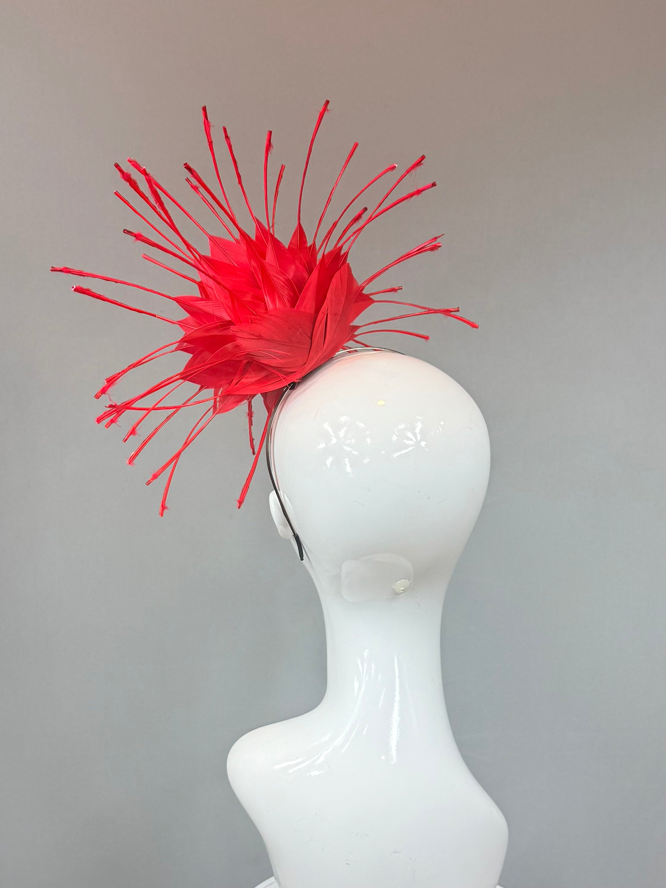 Kentucky Derby Fascinator Hat | Red Feather Hat | Derbyologie