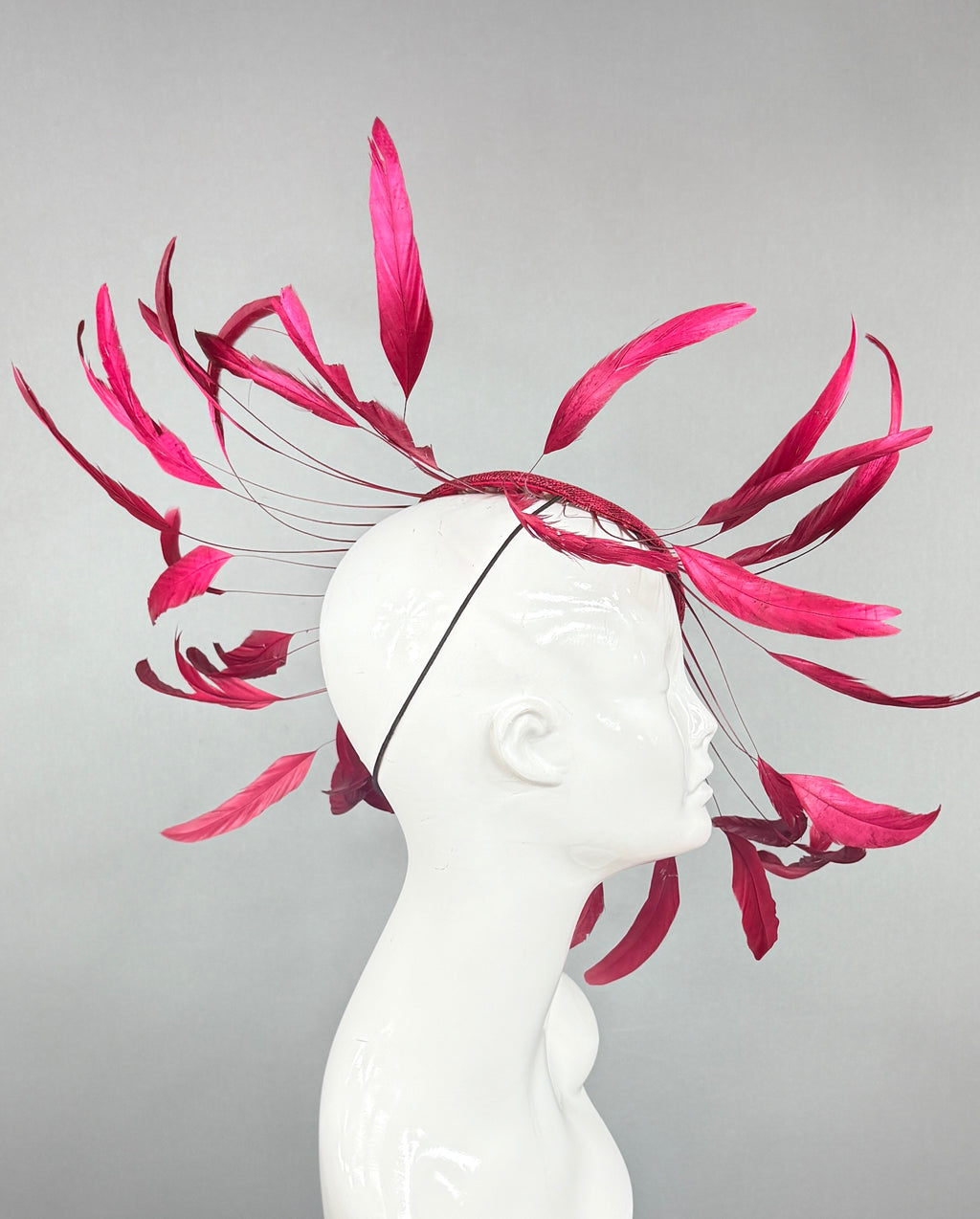 Kentucky Derby Fascinator Hat | Cranberry, wine Feather Headpiece | Derbyologie