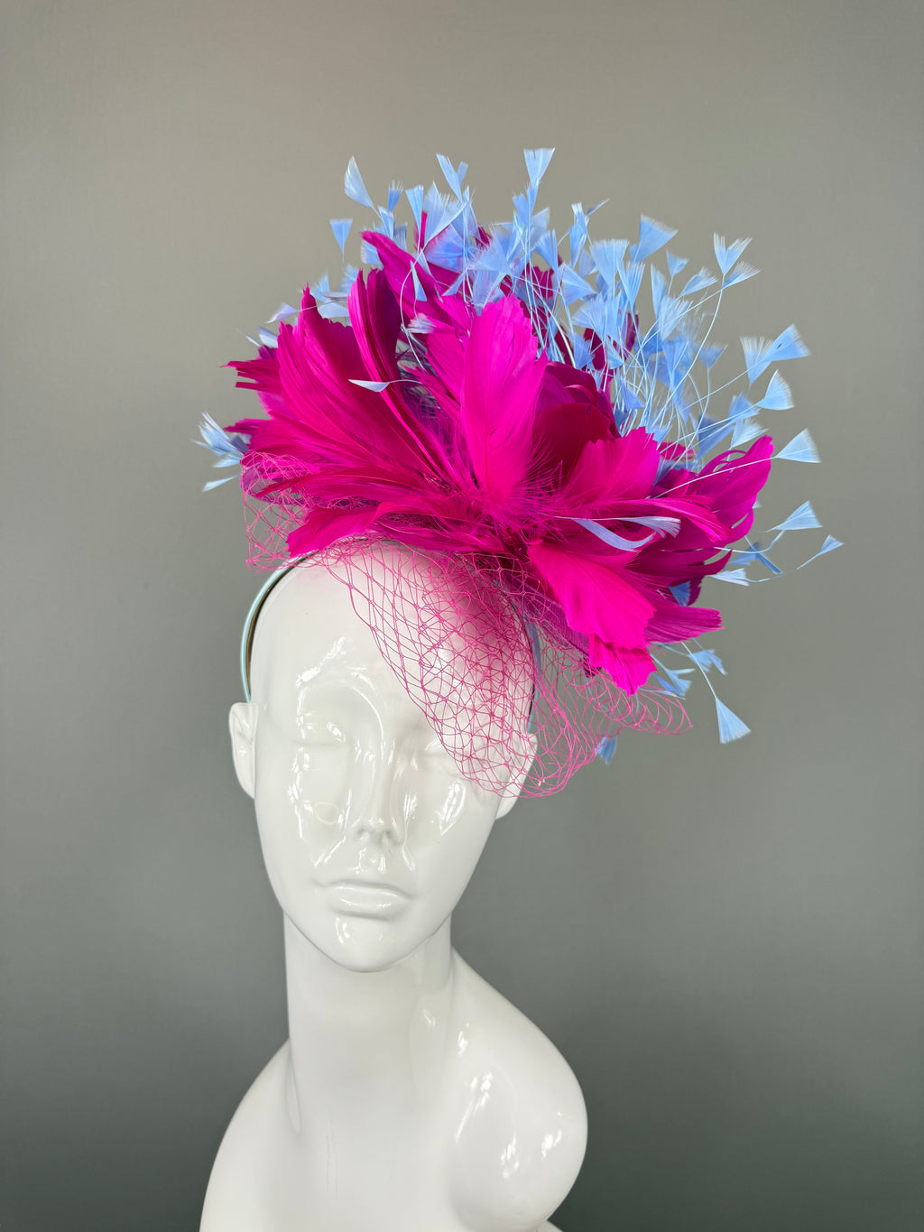 Pink and Blue Derby Fascinator, Kentucky Derby Hat Alternative, Kentucky derby hat (GOLD LINE)