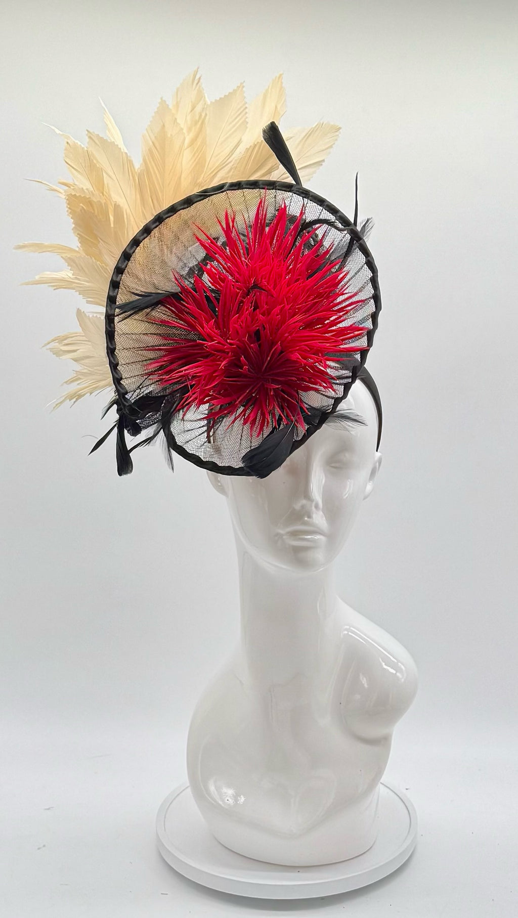 Black, Red and Tan Kentucky Derby fascinator, Derby Hat Alternative (GOLD LINE)