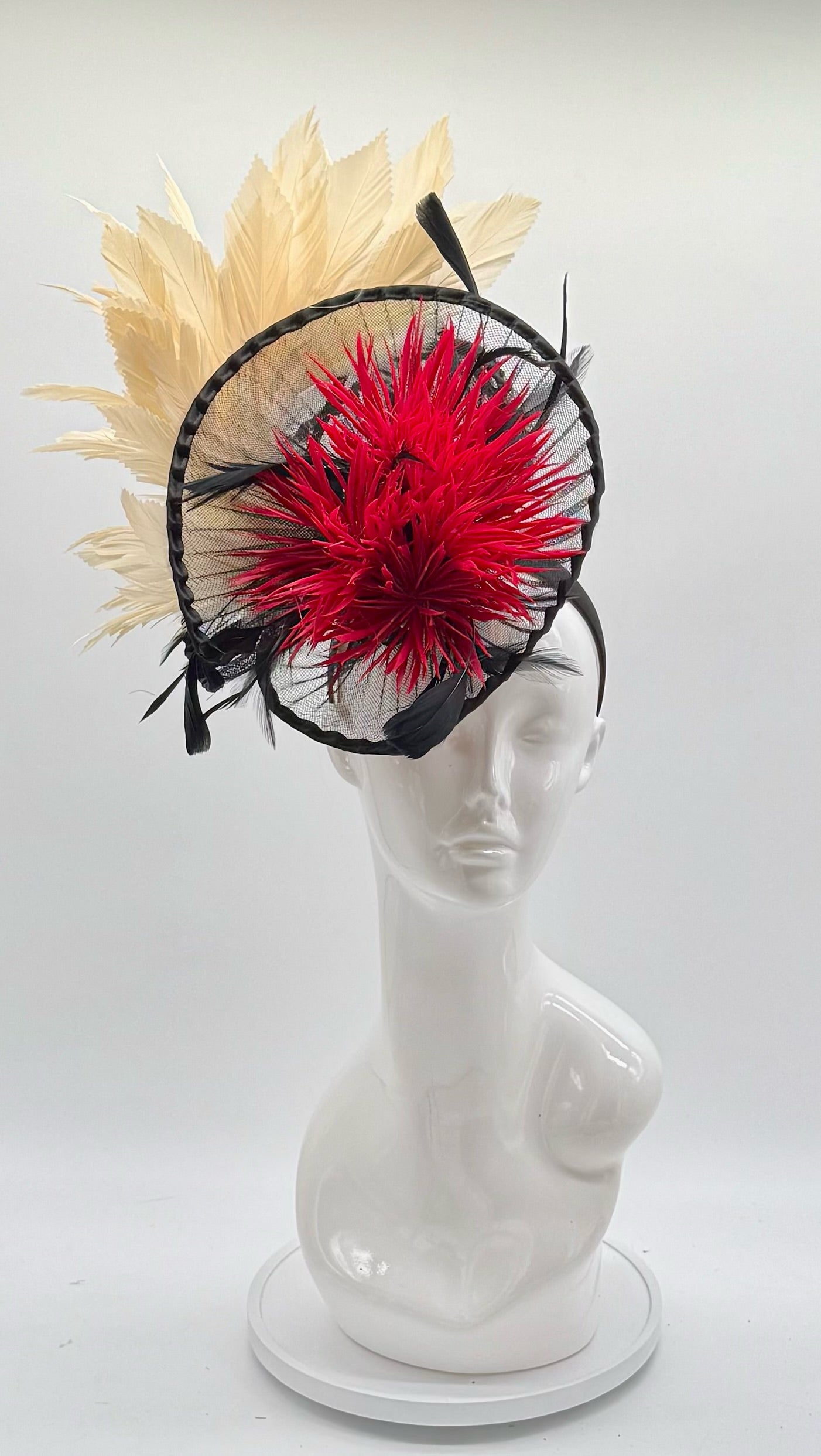 Black, Red and Tan Kentucky Derby fascinator, Derby Hat Alternative (GOLD LINE)