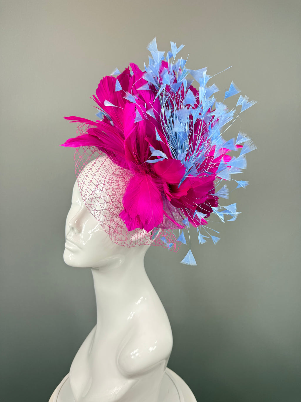 Pink and Blue Derby Fascinator, Kentucky Derby Hat Alternative, Kentucky derby hat (GOLD LINE)