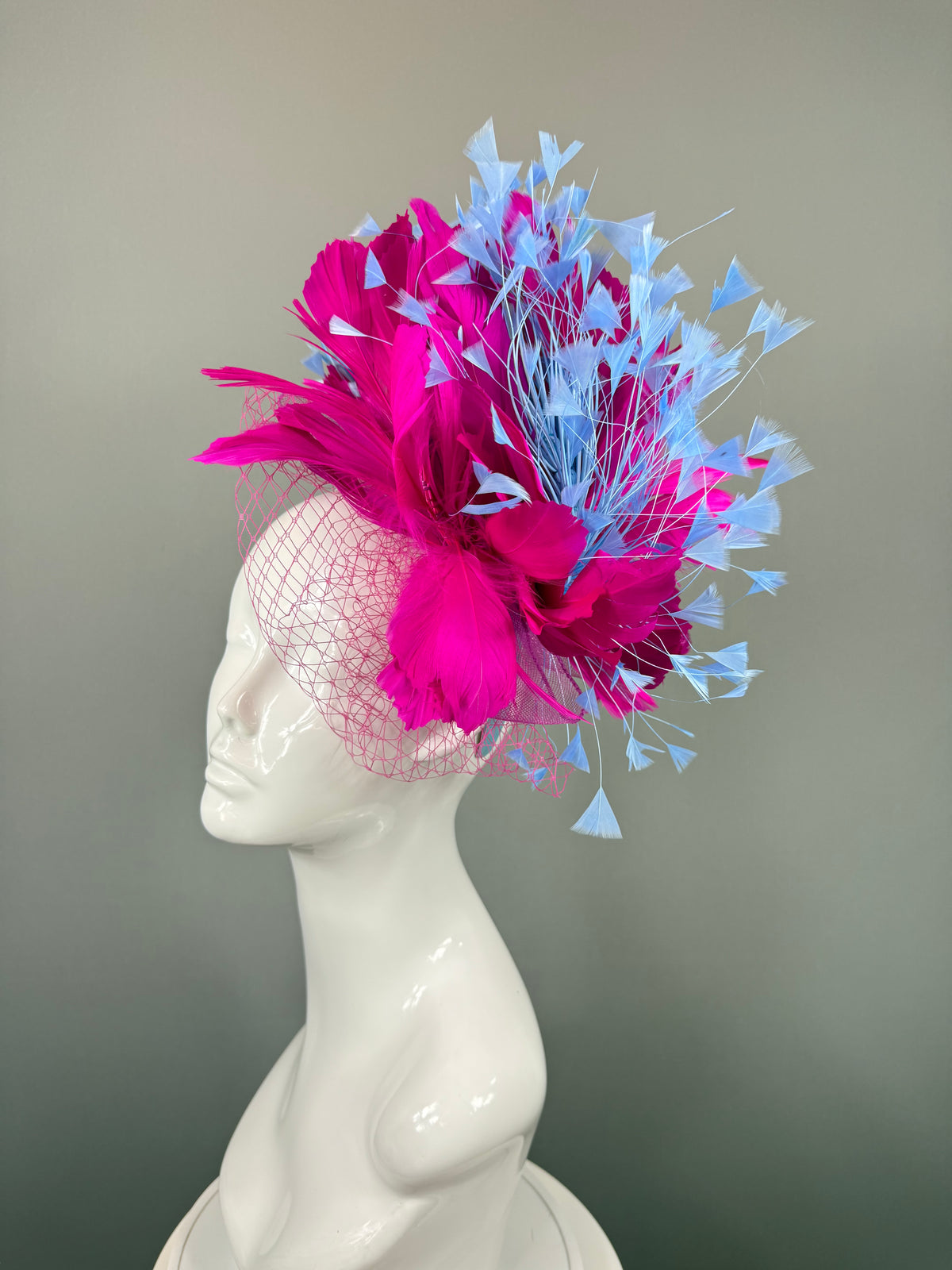 Pink and Blue Derby Fascinator, Kentucky Derby Hat Alternative, Kentucky derby hat (GOLD LINE)
