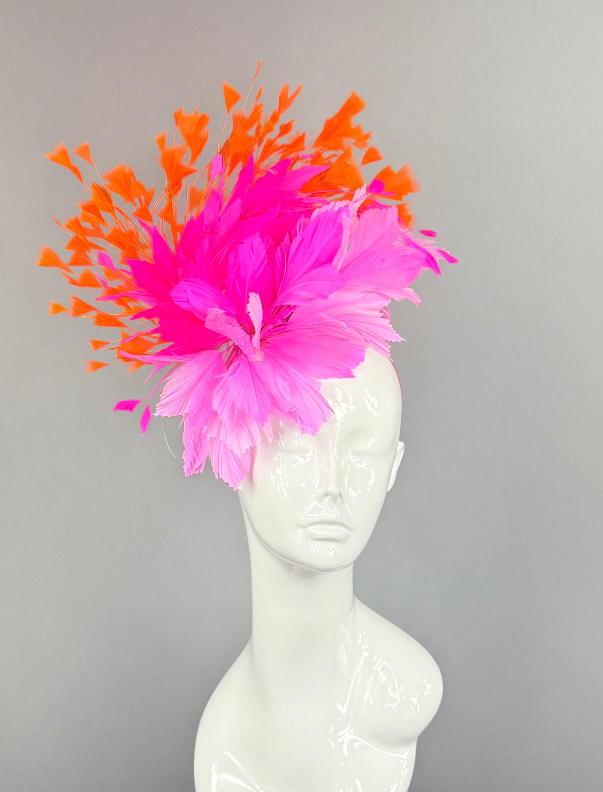 Hot Pink and Orange Kentucky Derby fascinator, Derby Hat Alternative