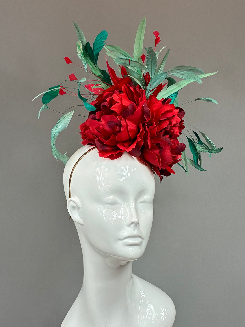 Kentucky Derby Fascinator Hat | Mint and red Headband Hat | Derbyologie