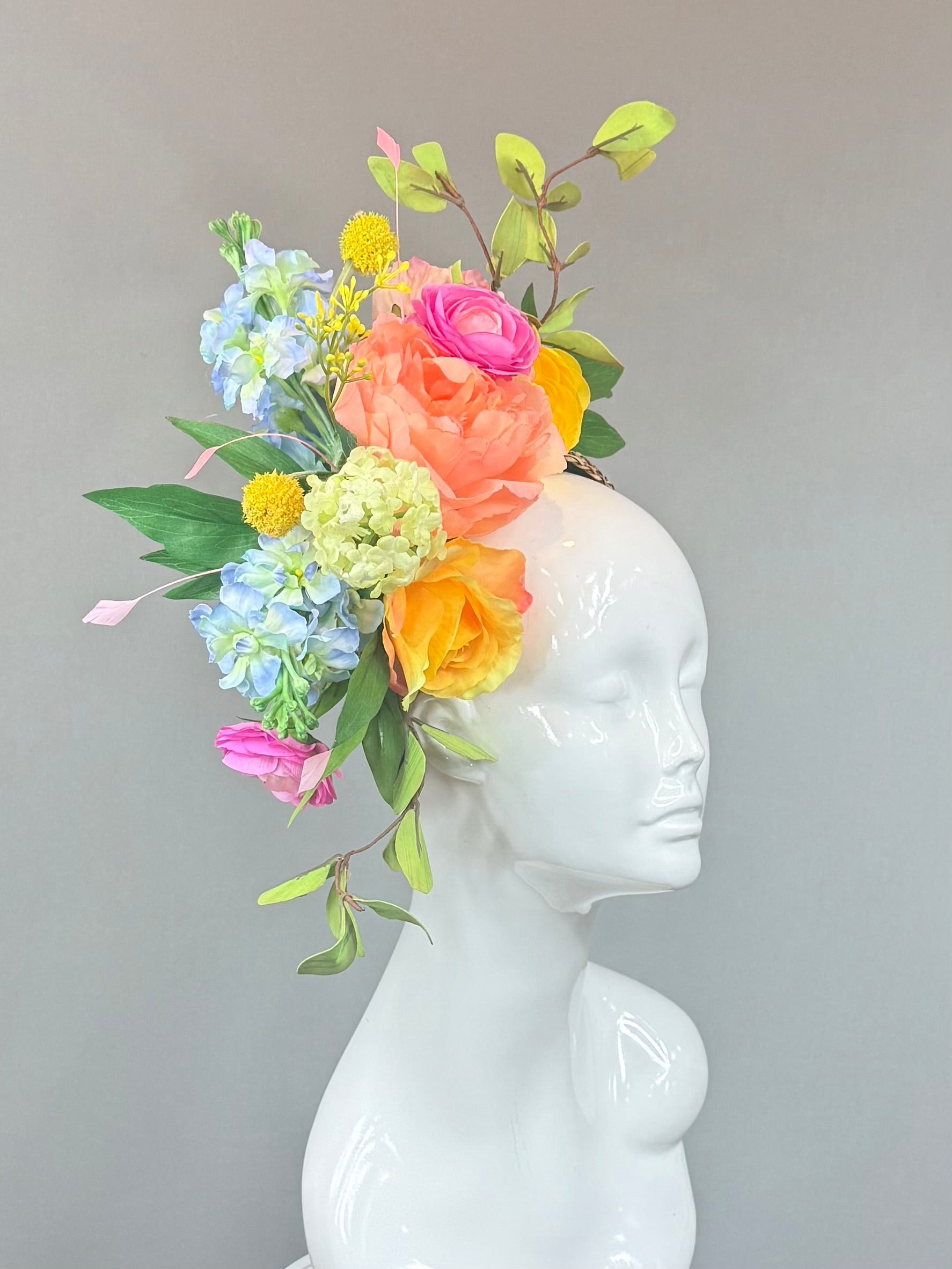 Kentucky Derby Fascinator Hat | Pink, Blue, Green, Yellow Hat | Derbyologie