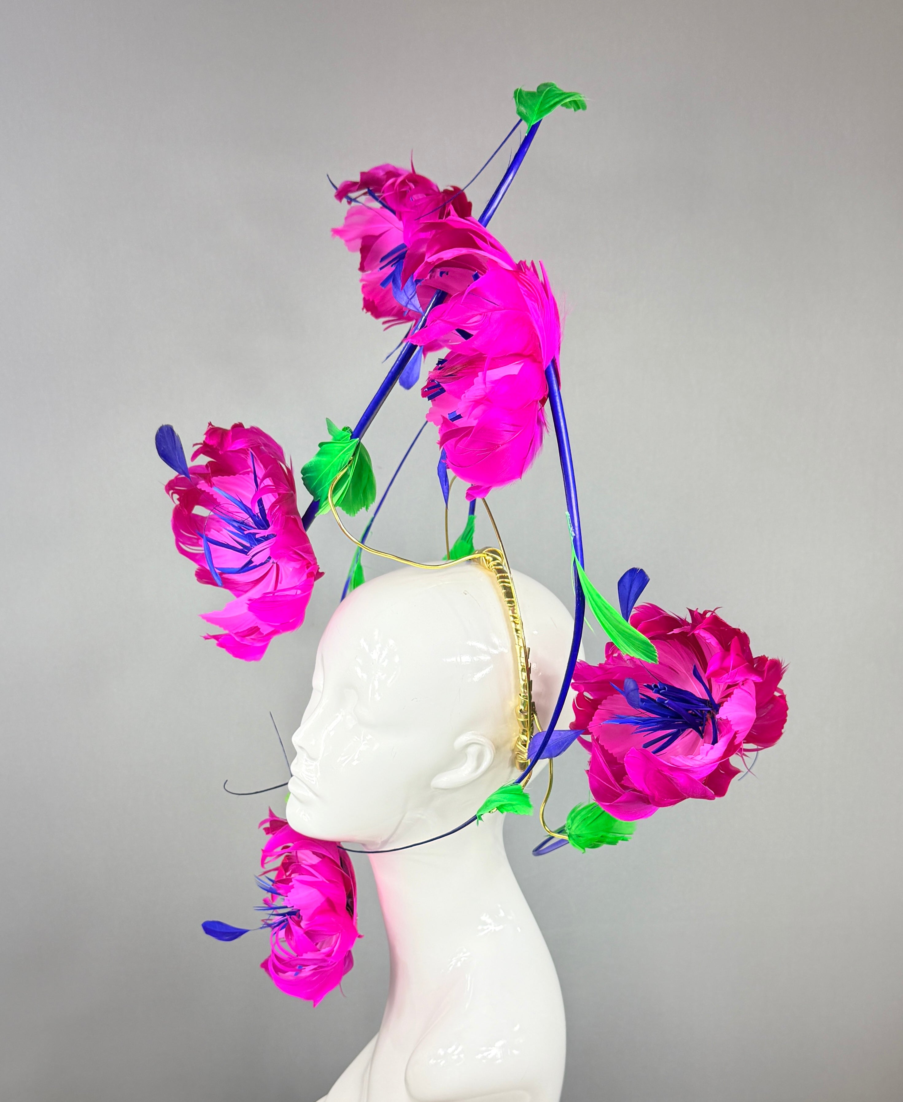 Kentucky Derby Fascinator Hat | Pink, Blue & Green Headband Hat | Derbyologie