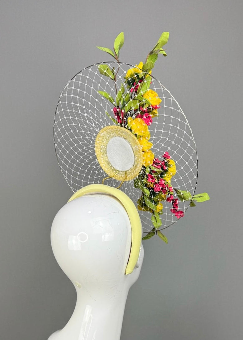 Kentucky Derby Fascinator Hat | Yellow, Green, and Magenta Headpiece | Derbyologie