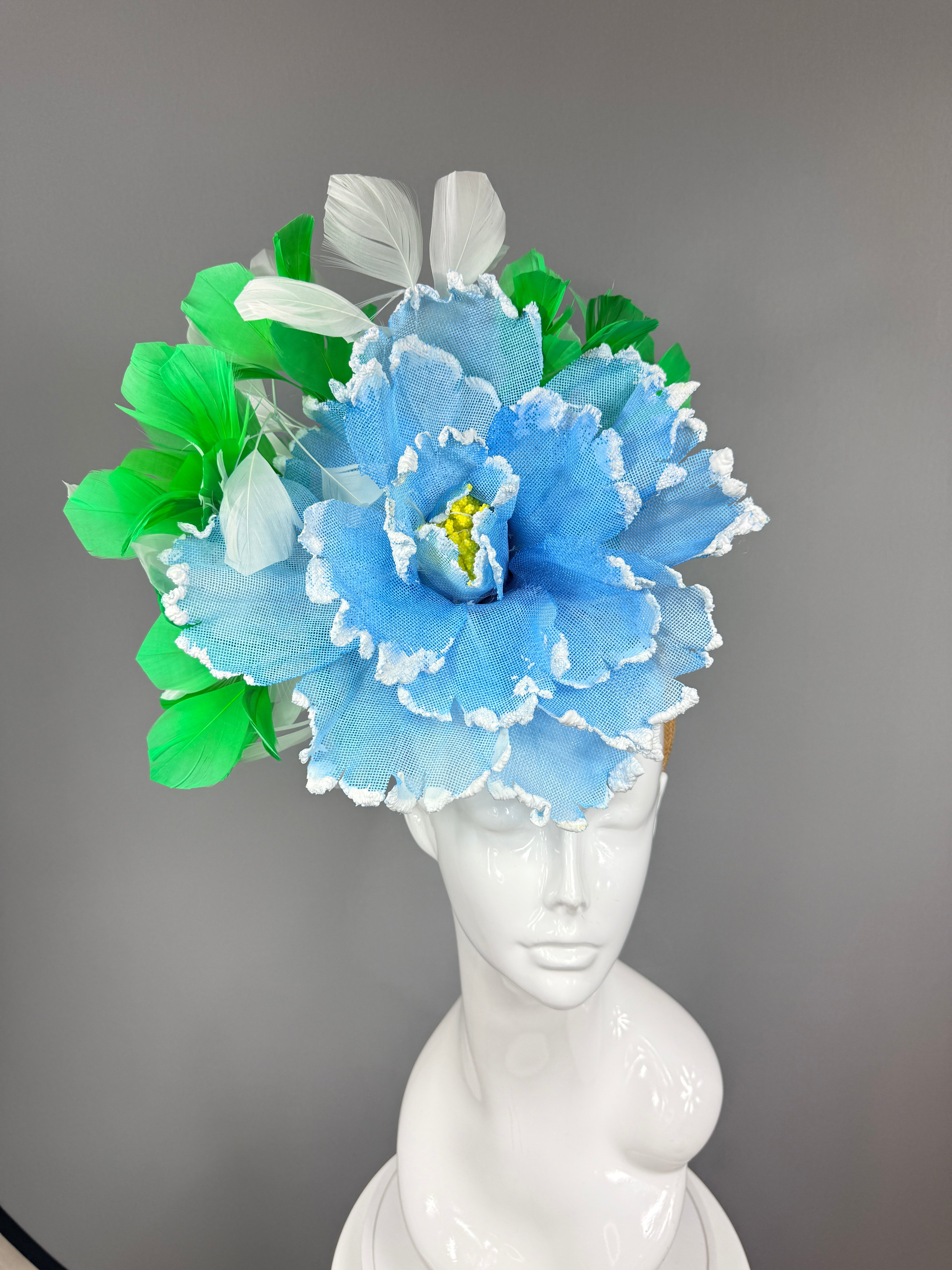 Kentucky Derby Fascinator Hat | Blue, green, and white  Headband Hat | Derbyologie