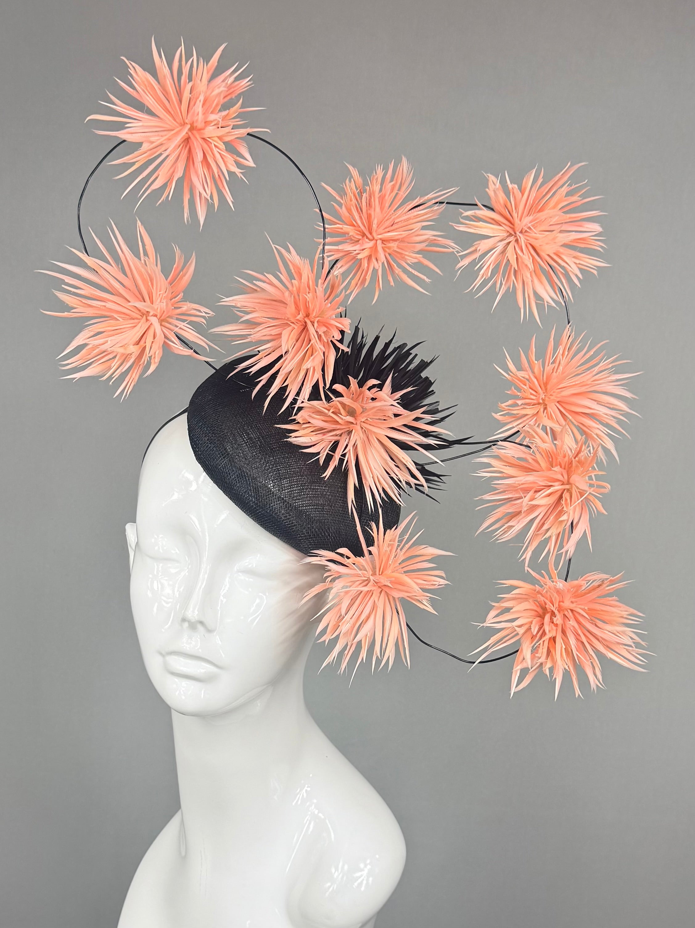 Kentucky Derby Fascinator Hat | Black and light pink Headband Hat | Derbyologie