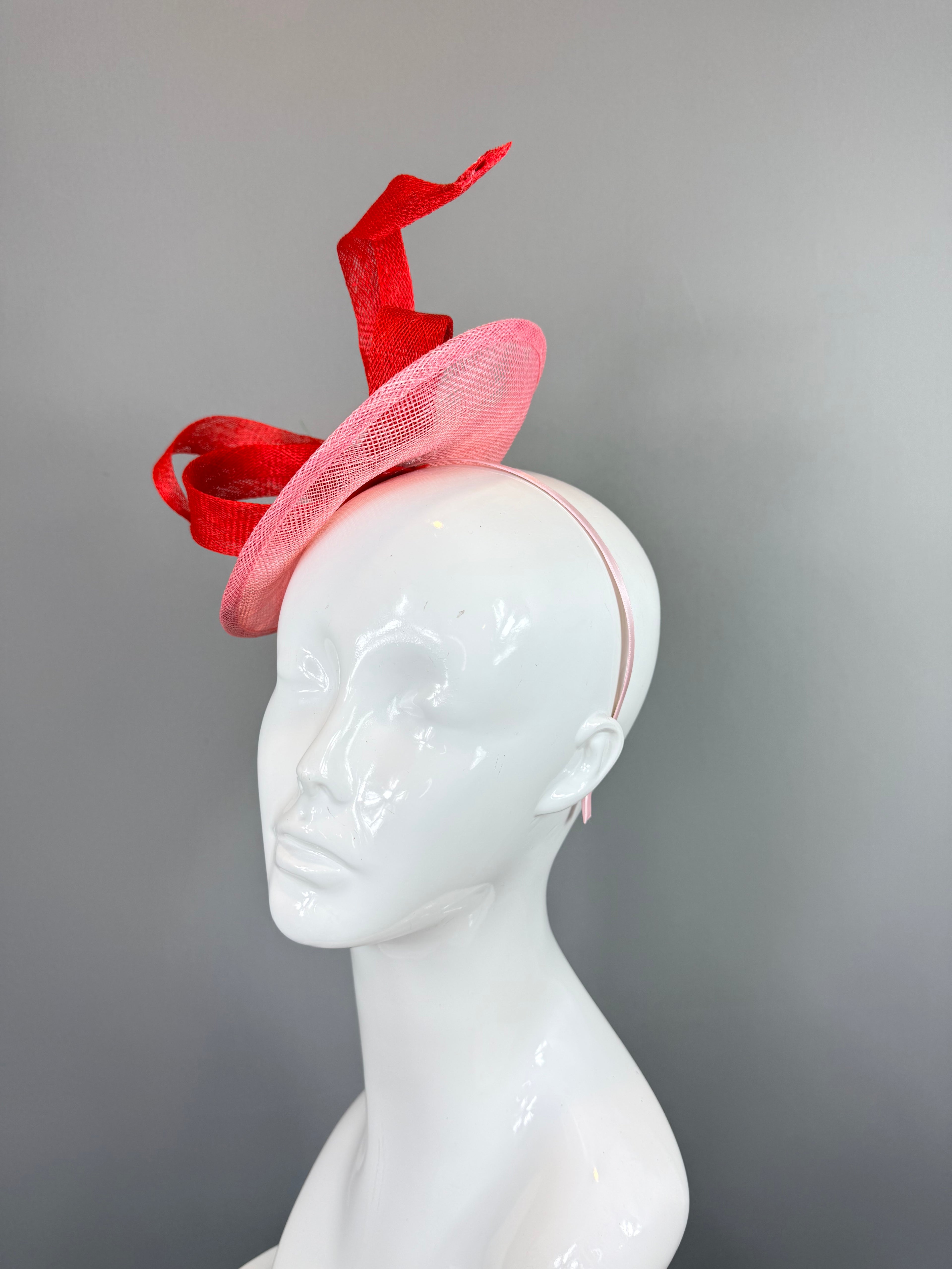 Kentucky Derby Fascinator Hat | Pink and Red Bow Headpiece | Derbyologie