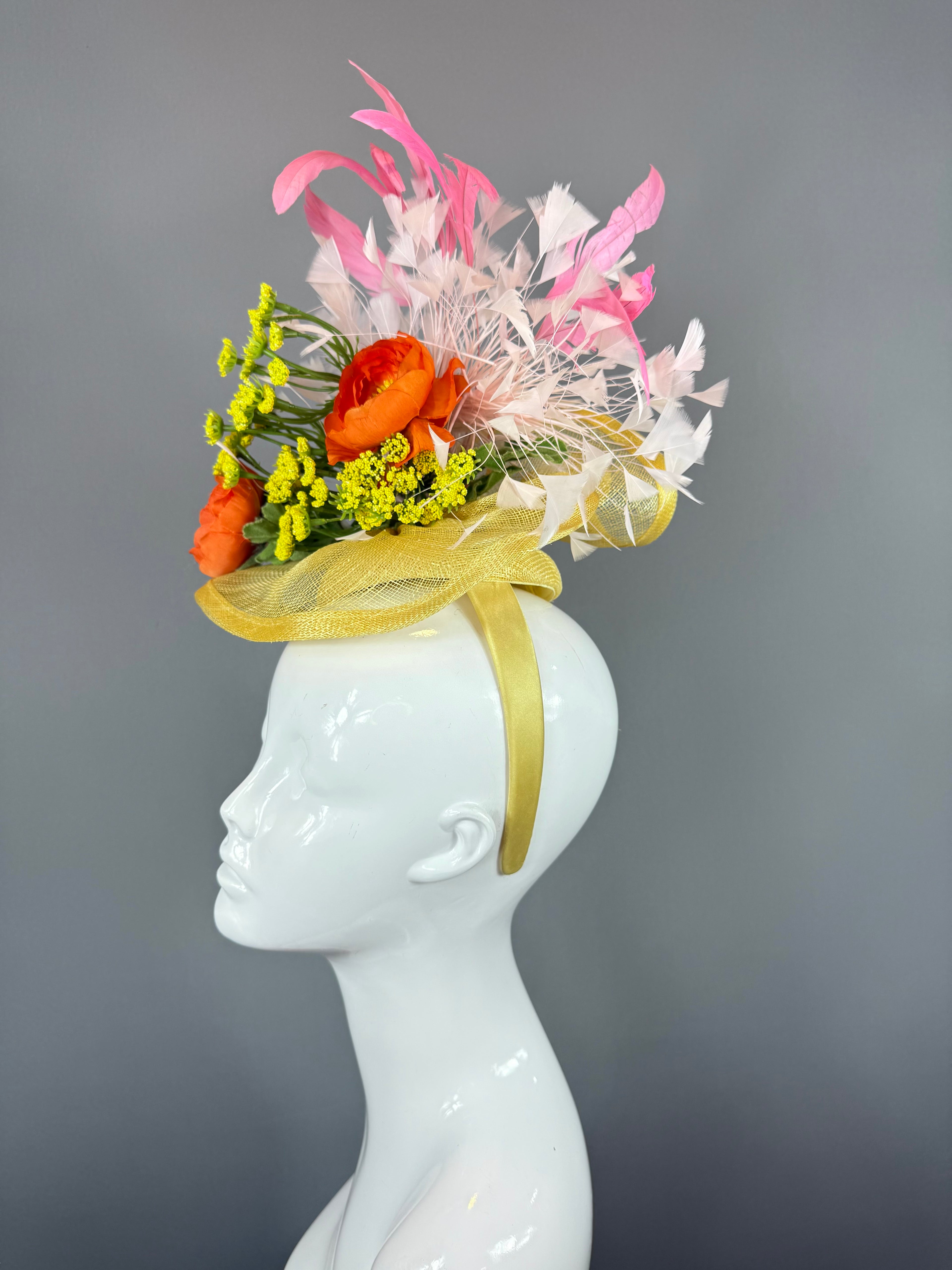 Kentucky Derby Fascinator Hat | Red, Yellow, White, Pink, and Orange Headpiece | Derbyologie