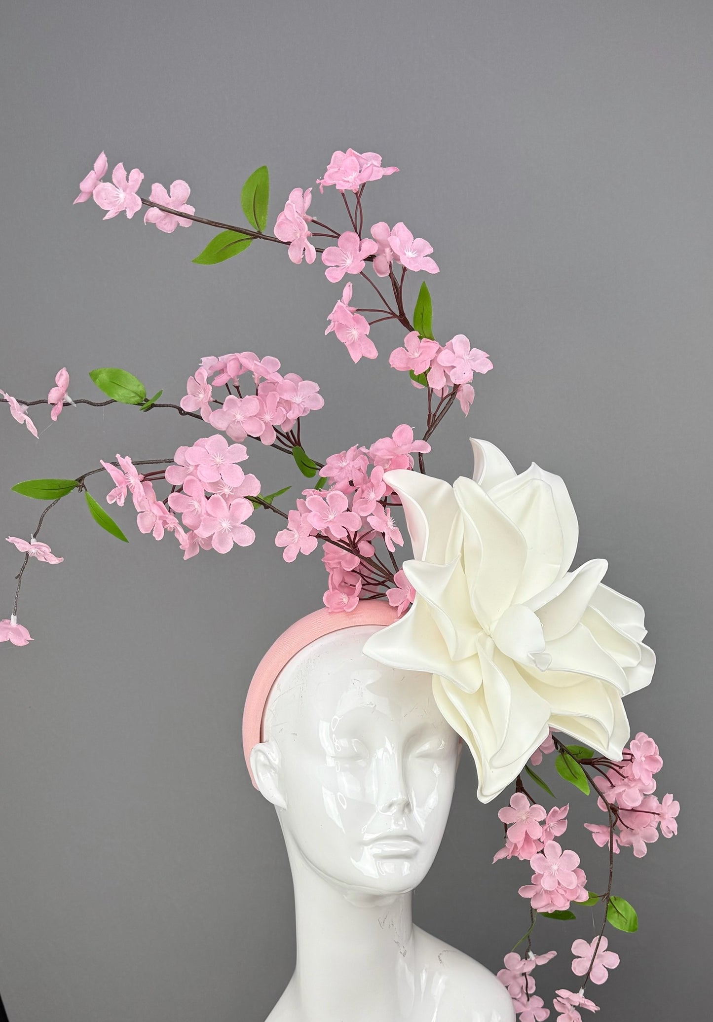 Pink and White Kentucky Derby fascinator, Derby Hat Alternative (GOLD LINE)