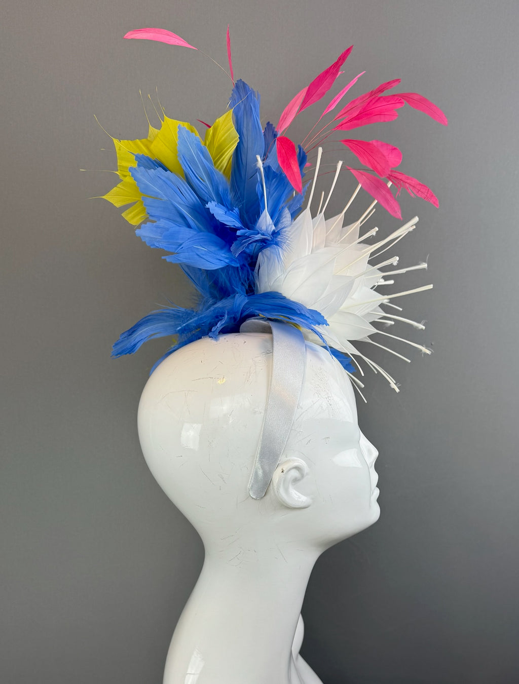 White, Blue and Green Kentucky Derby fascinator, Derby Hat Alternative