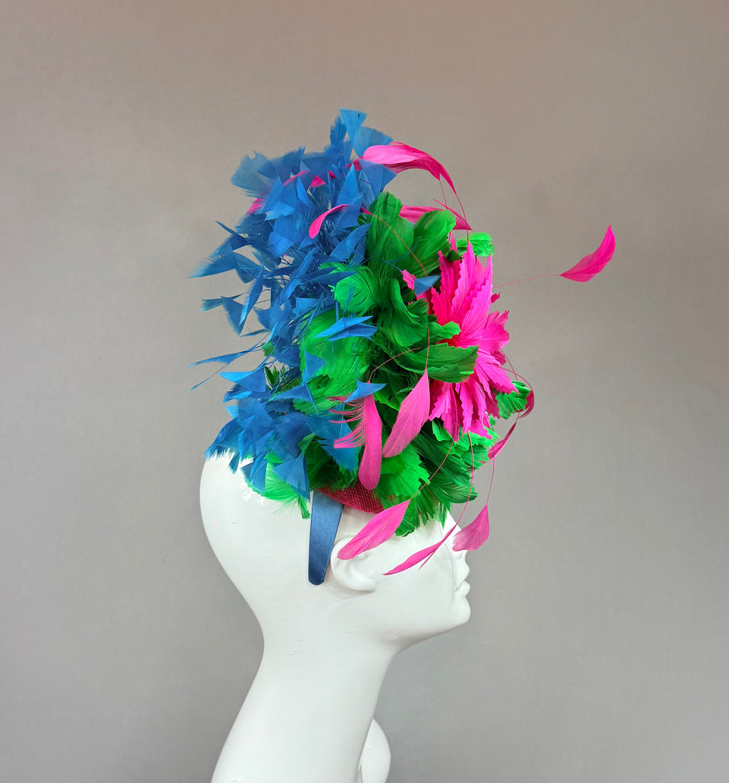 Kentucky Derby Fascinator Hat | Pink, Blue, Green Hat | Derbyologie