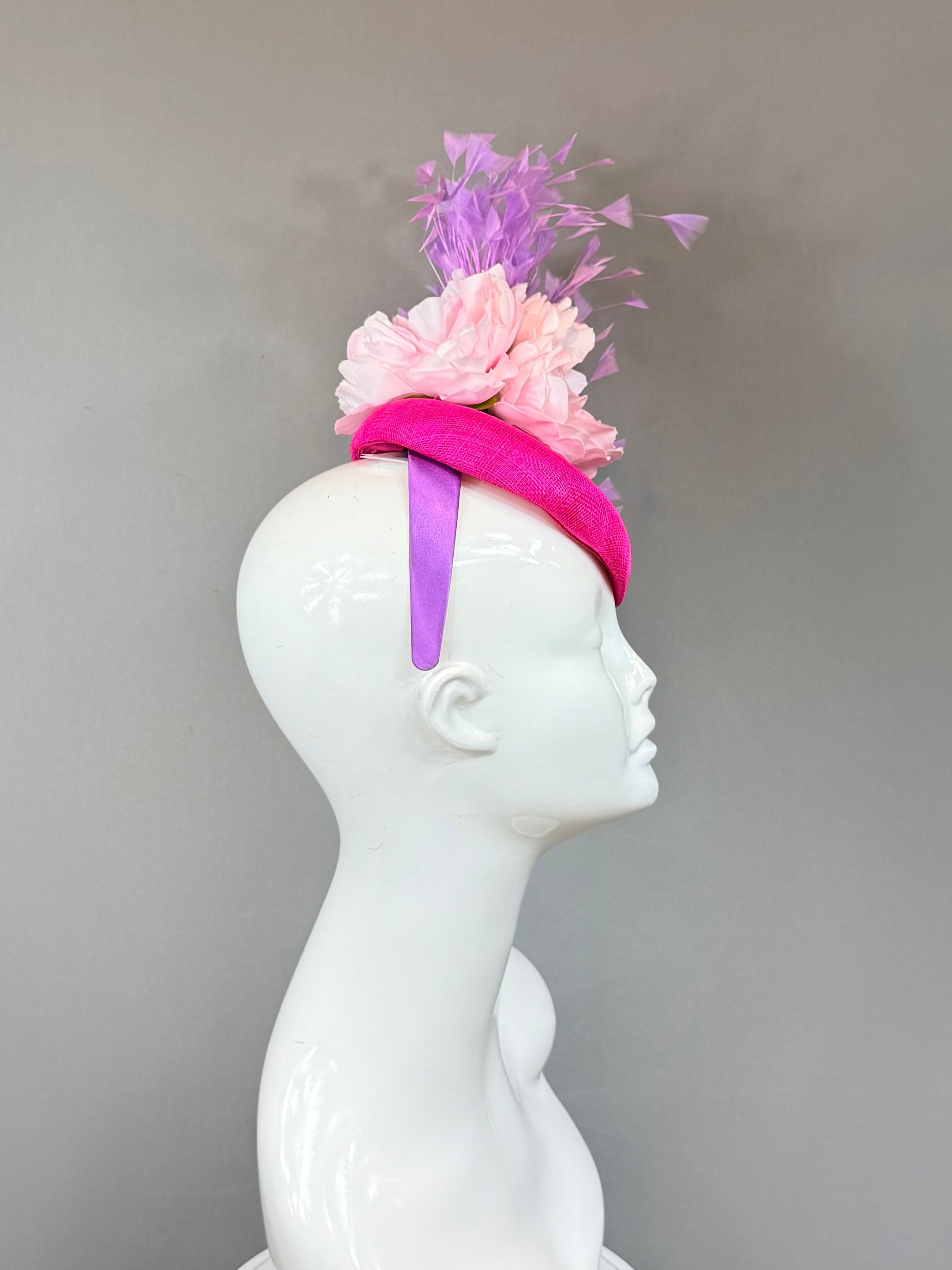 Kentucky Derby Fascinator Hat |pink and purple feather Headband Hat | Derbyologie
