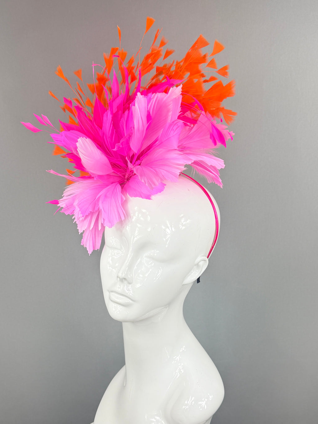 Hot Pink and Orange Kentucky Derby fascinator, Derby Hat Alternative