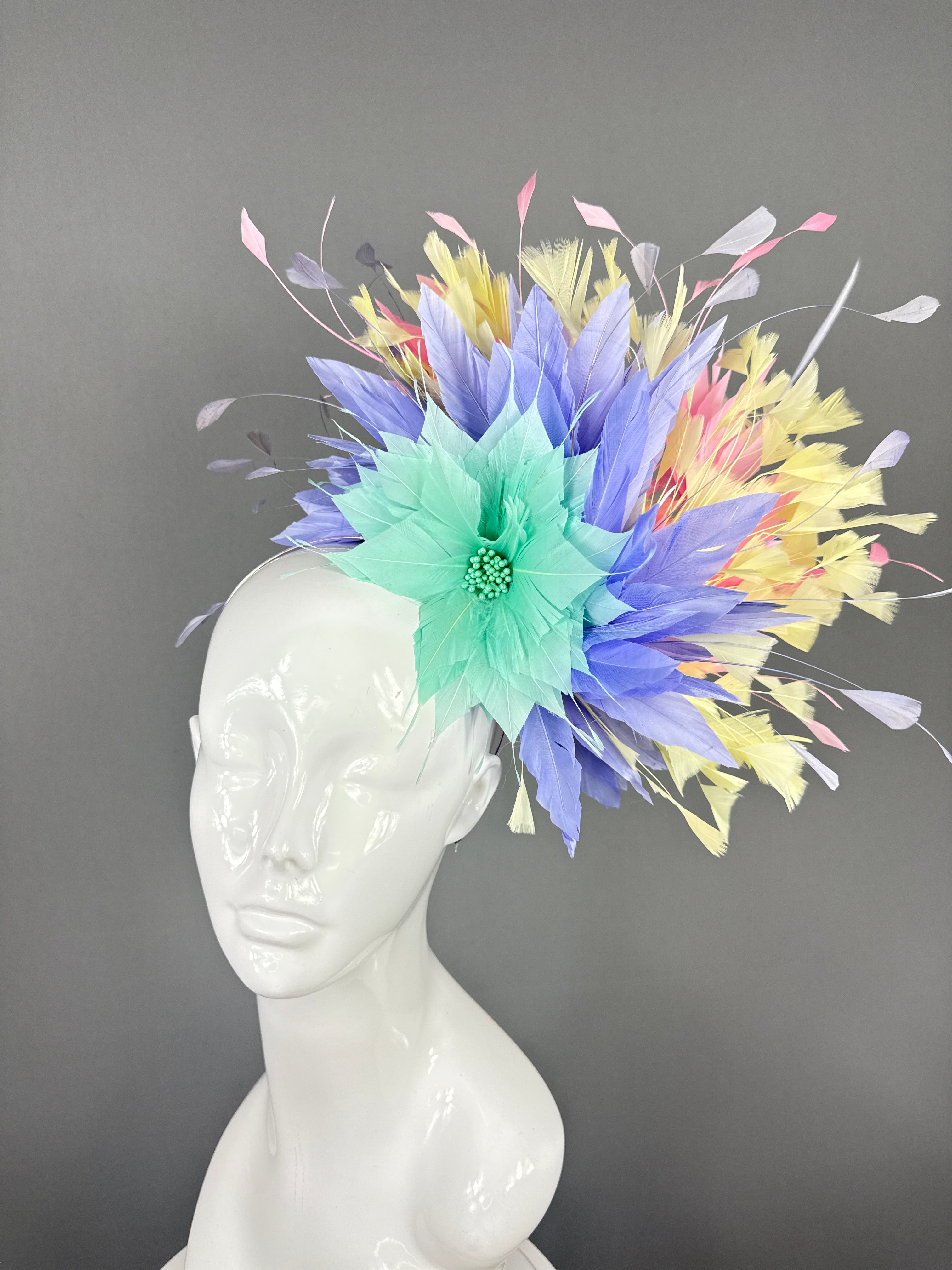 Kentucky Derby Fascinator Hat |Yellow, Pink, Purple and Turquoise Headpiece | Derbyologie