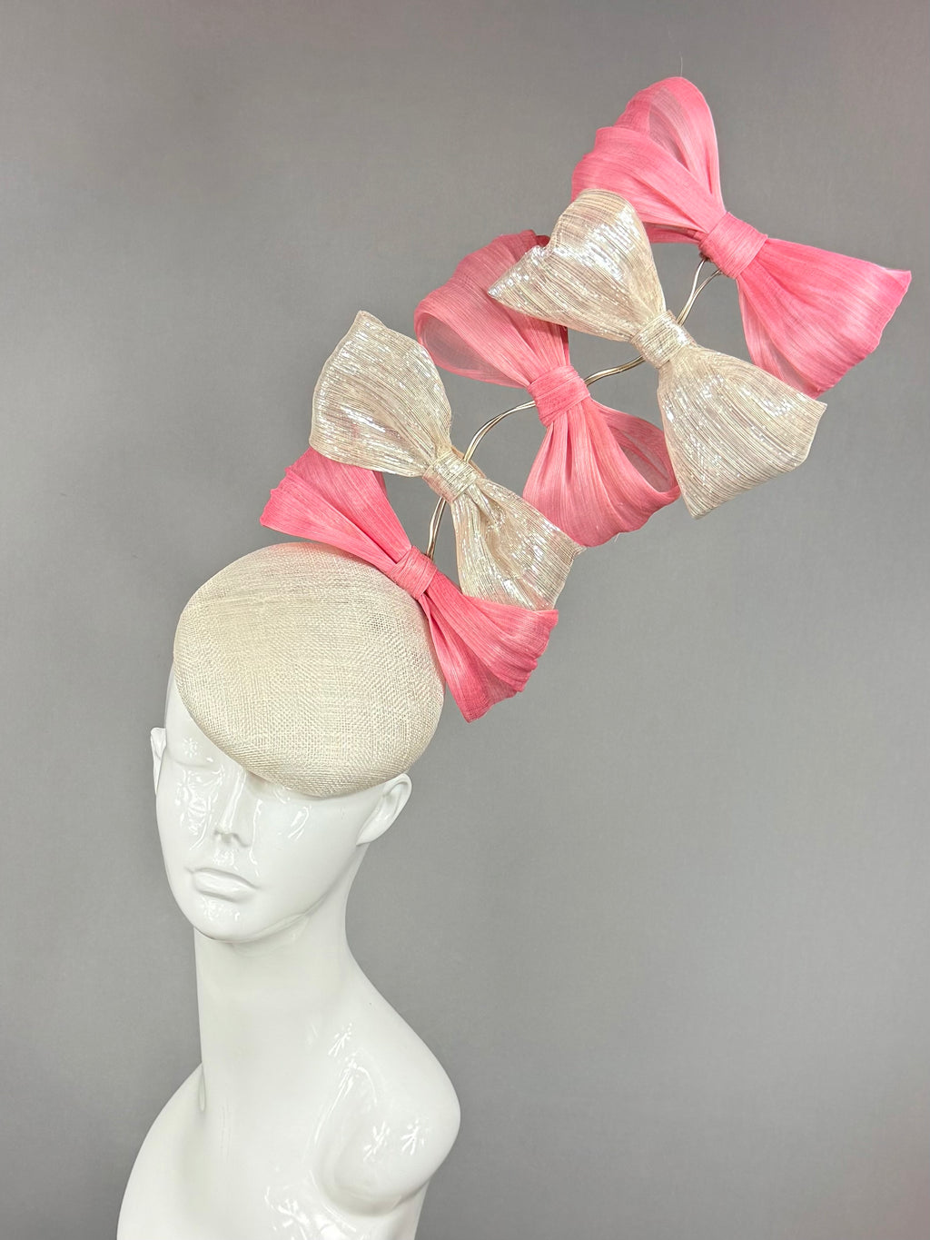 Kentucky Derby Fascinator Hat | Pink and silver bow Headband Hat | Derbyologie